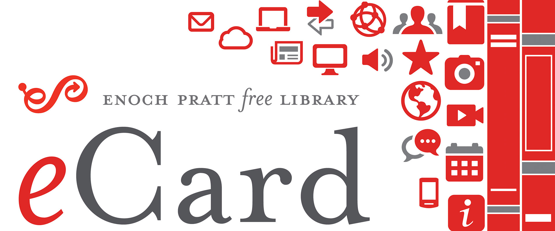 Logo design for Enoch Pratt Free Library's online only library card, 2019.