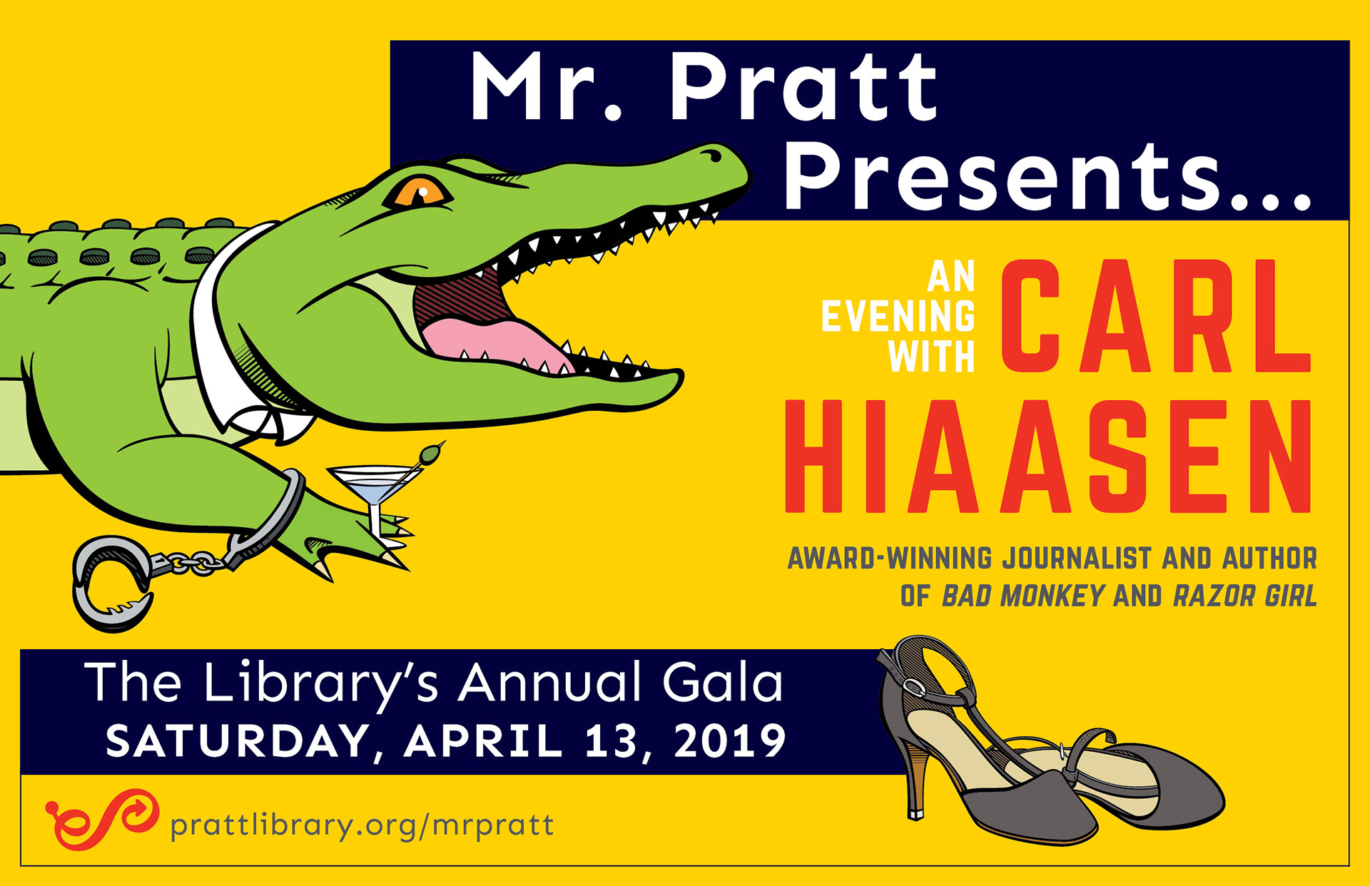 Save the date for Enoch Pratt Free Library's annual gala including custom vector illustrations, 2019.