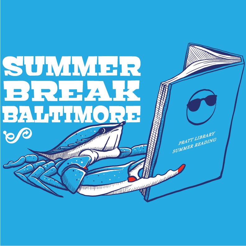  Vector illustration for Enoch Pratt Free Library's summer reading program t-shirt, 2024.