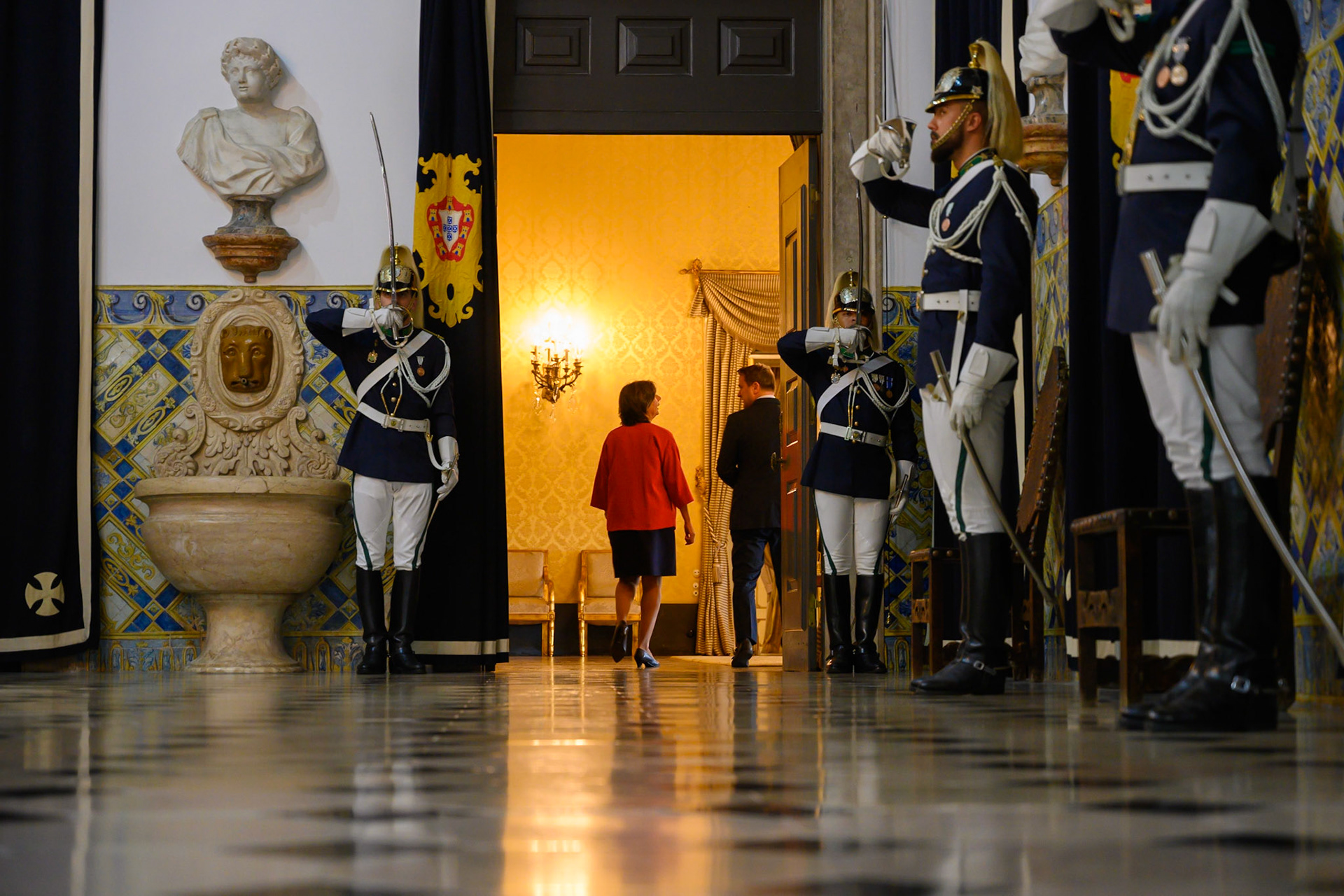 Arriving at Belém Palace.