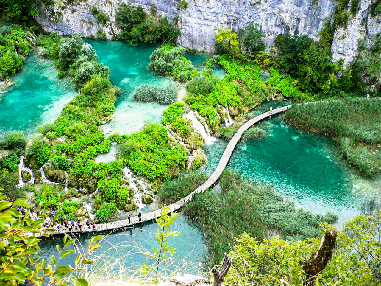 Plitvice is one of the most beautiful national parks in Croatia, 16 lakes connected by waterfalls and wooden bridges.