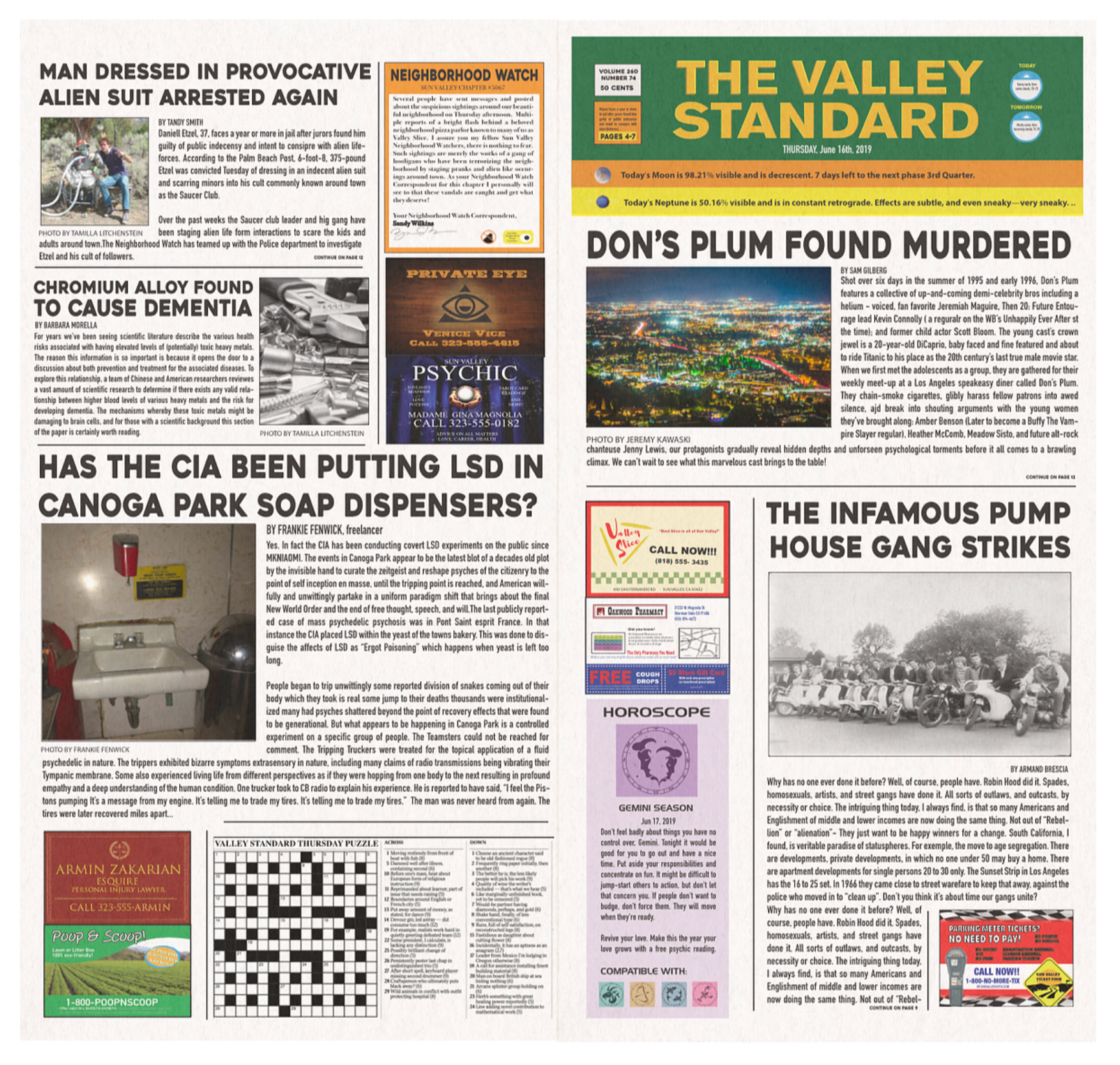 Local Newspaper for Upcoming Series "Valley Slice"