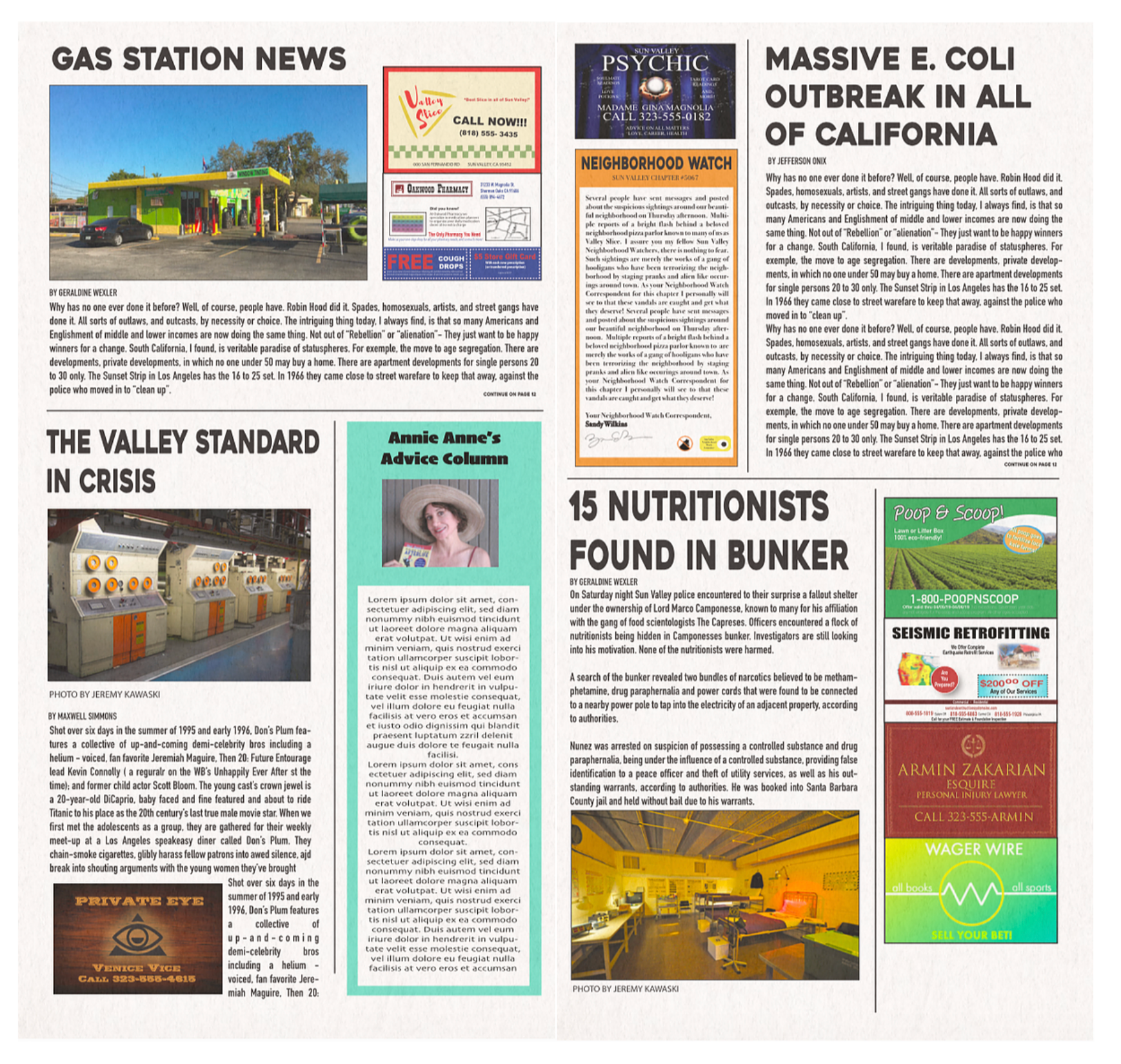 Local Newspaper for Upcoming Series "Valley Slice"