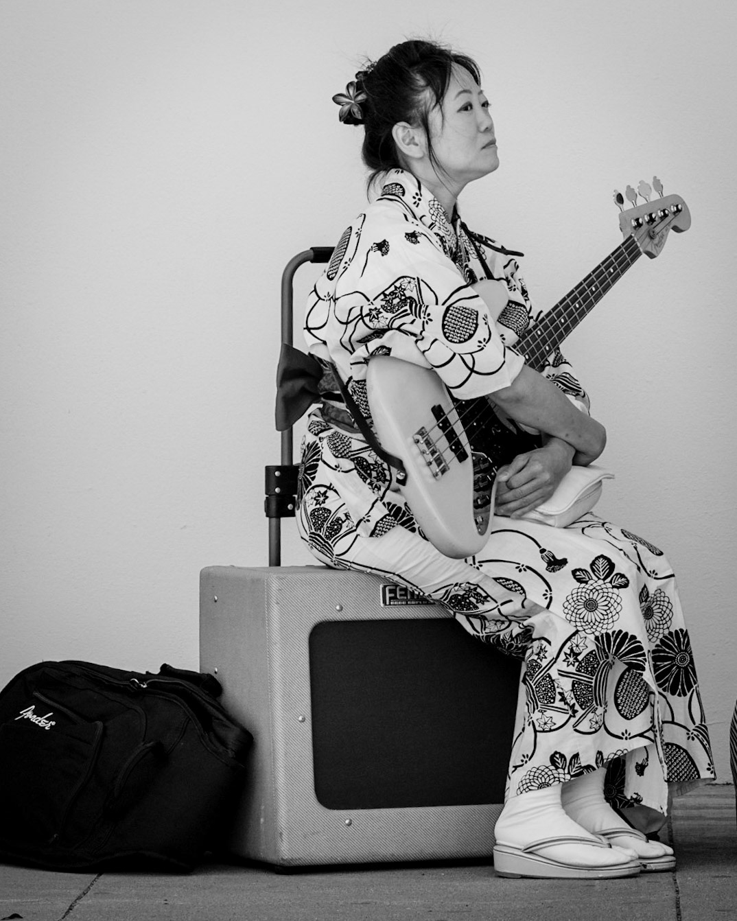 Bass Player in Kimono