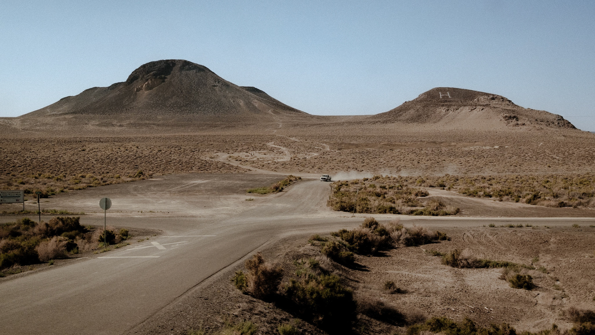 Road to the Patua Geothermal Power Plant