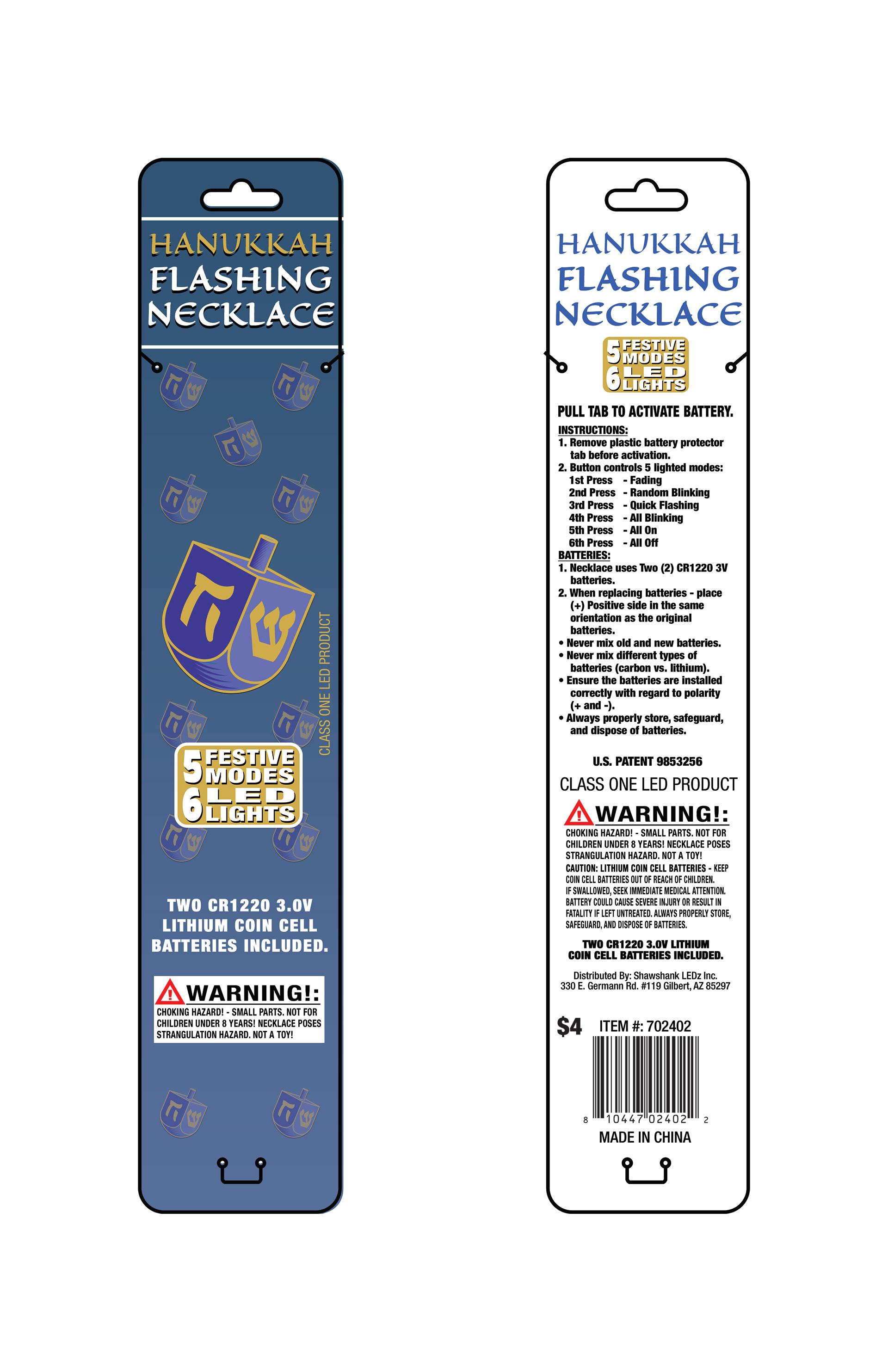 Hanukkah Necklace Card