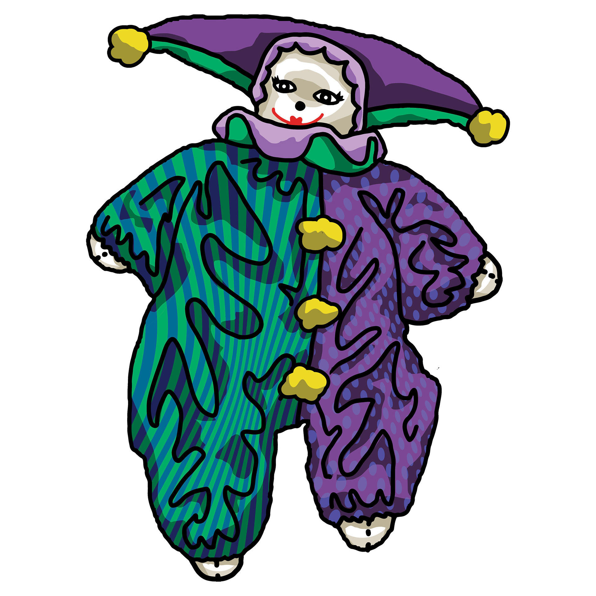Trash Clown Art Jester Sticker Design Full Color