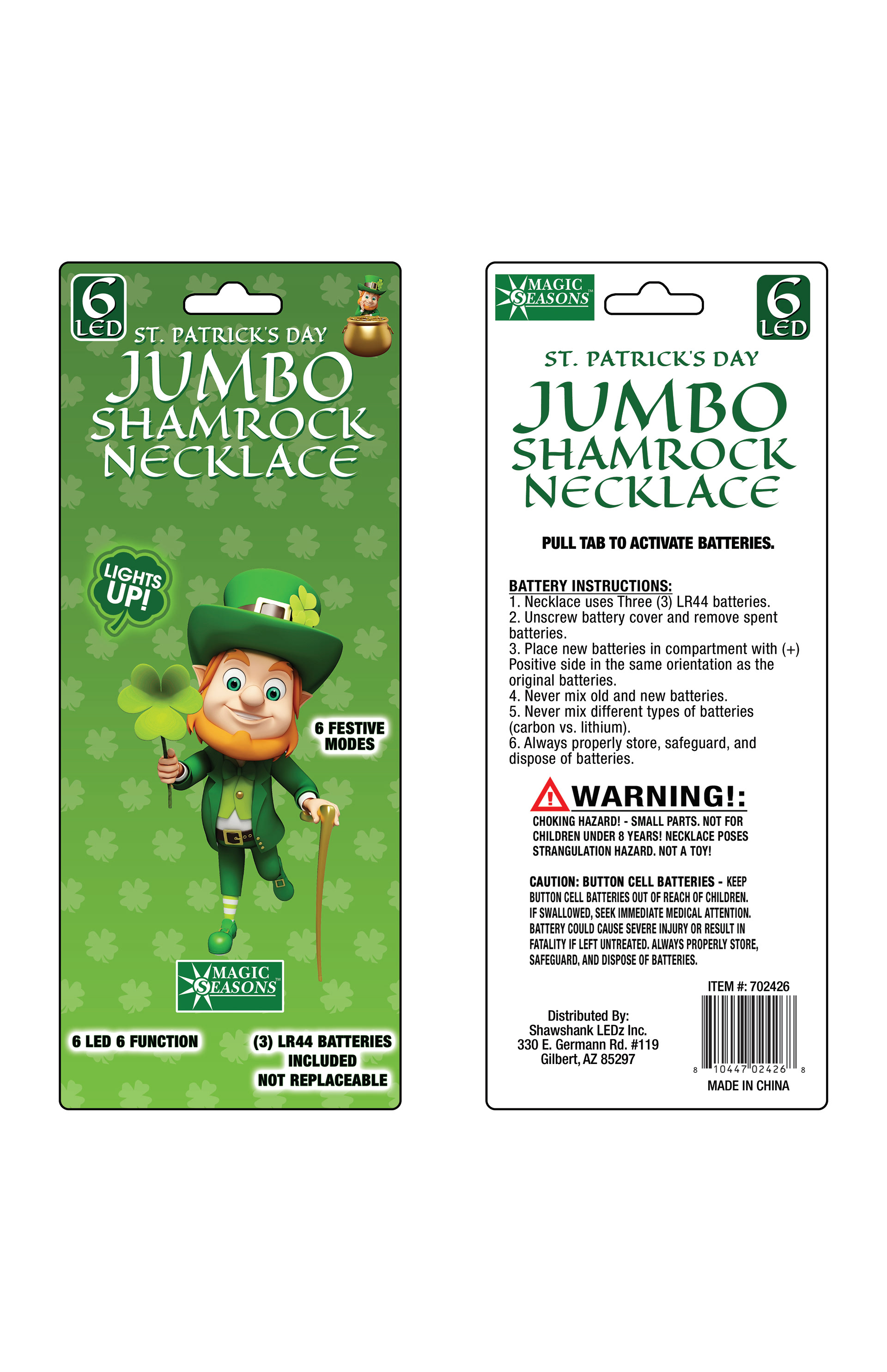 Saint Patrick's Day Necklace Card