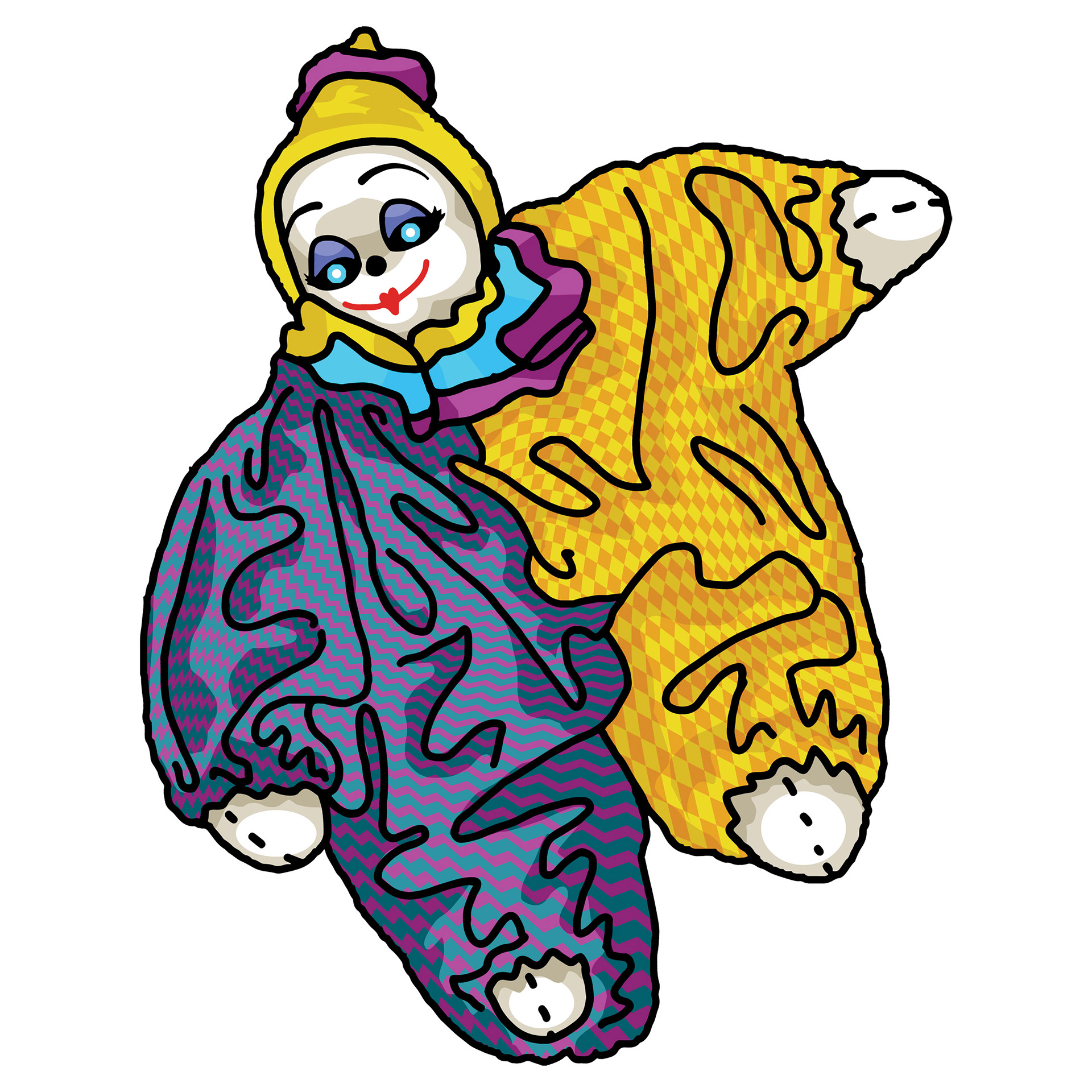 Trash Clown Art Clown Sticker Design Full Color
