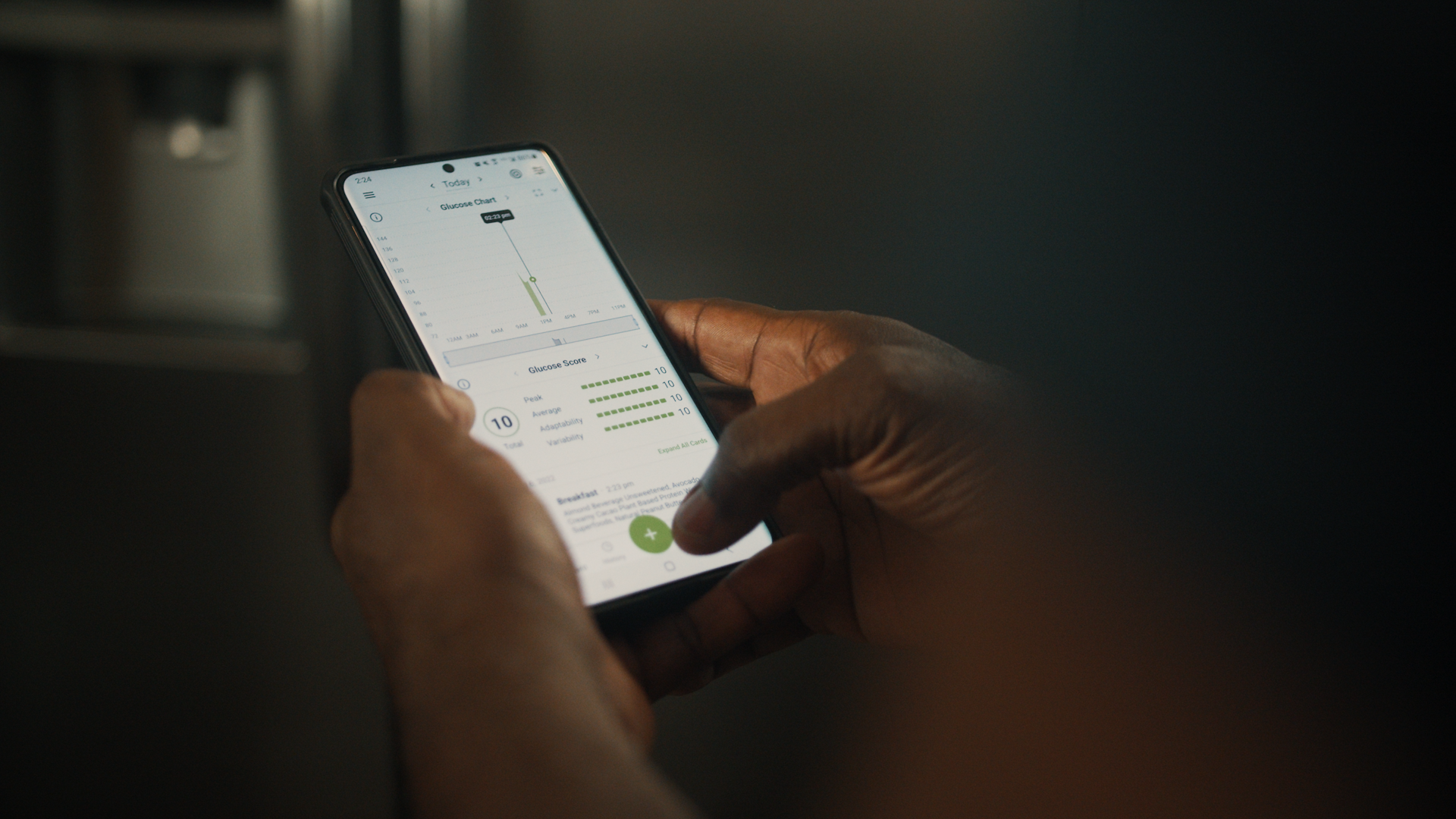Checking Glucose levels on the App after a workout.