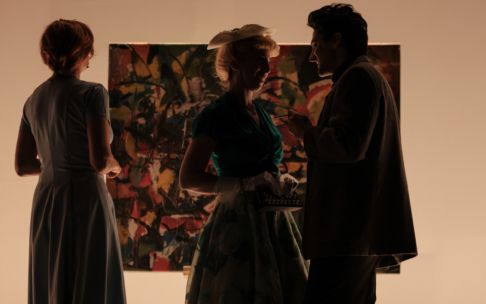 Galerie Creuze :  Violette Chauveau (Galeriste) Audrée Southière (Duchesse de la Rochefoucault) Gabriel Lemire (Jean Paul Riopelle) © Danny Taillon