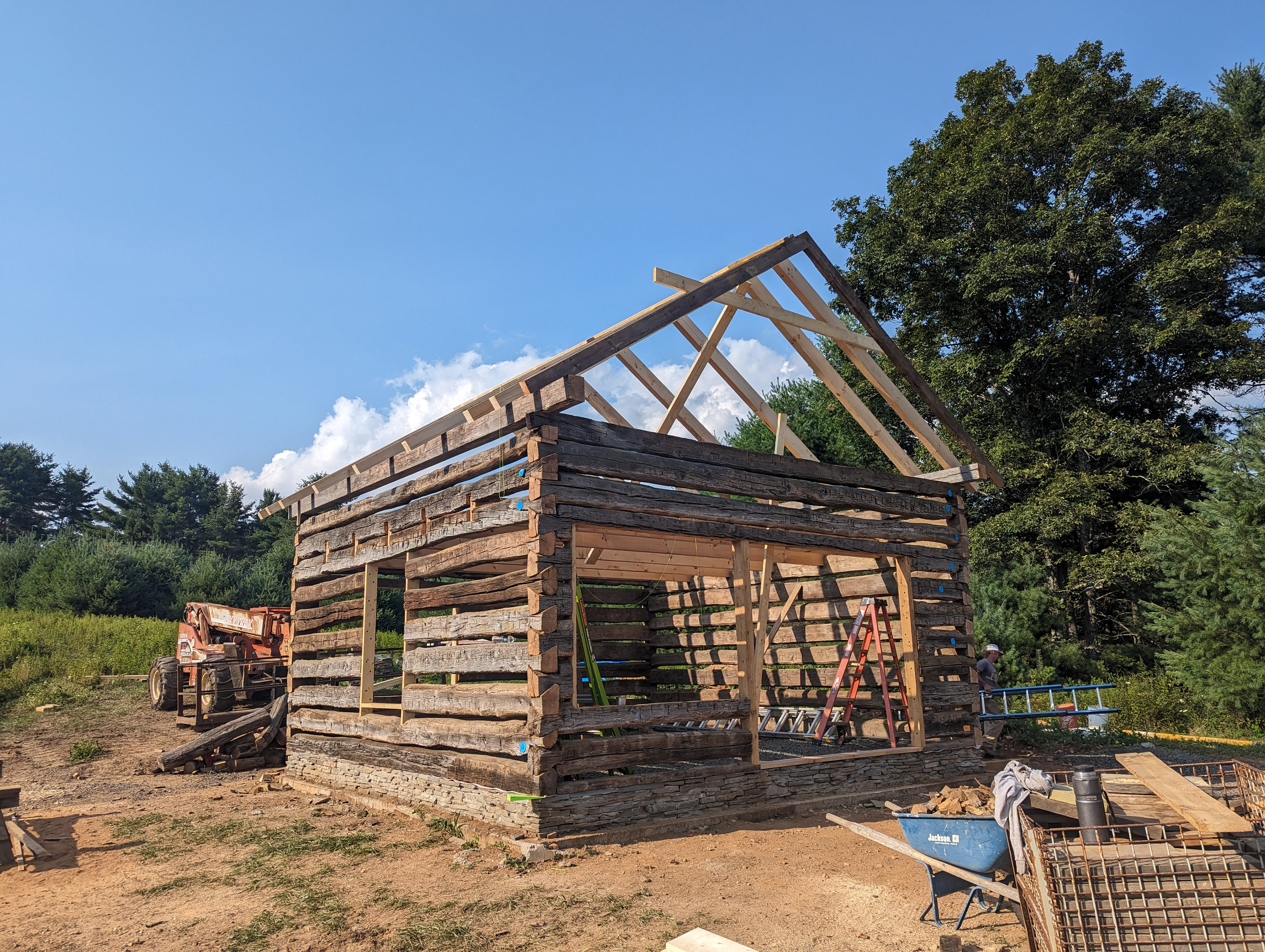 Freshly milled poplar rafters