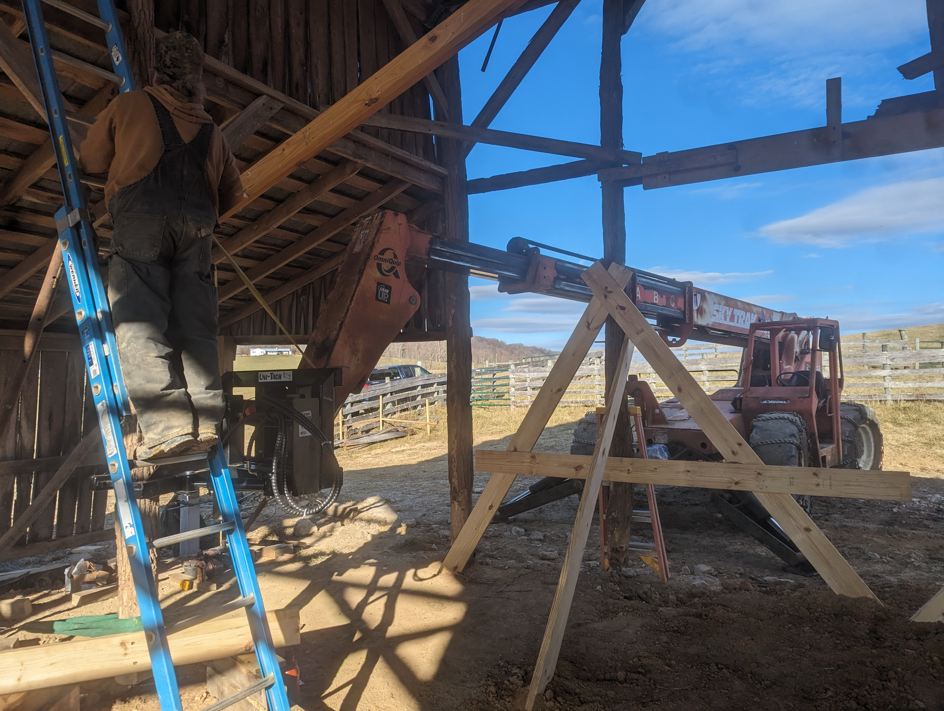 Utilized a gripper to raise the poles along their Z axis, cut away rot, and pour a footer below.
