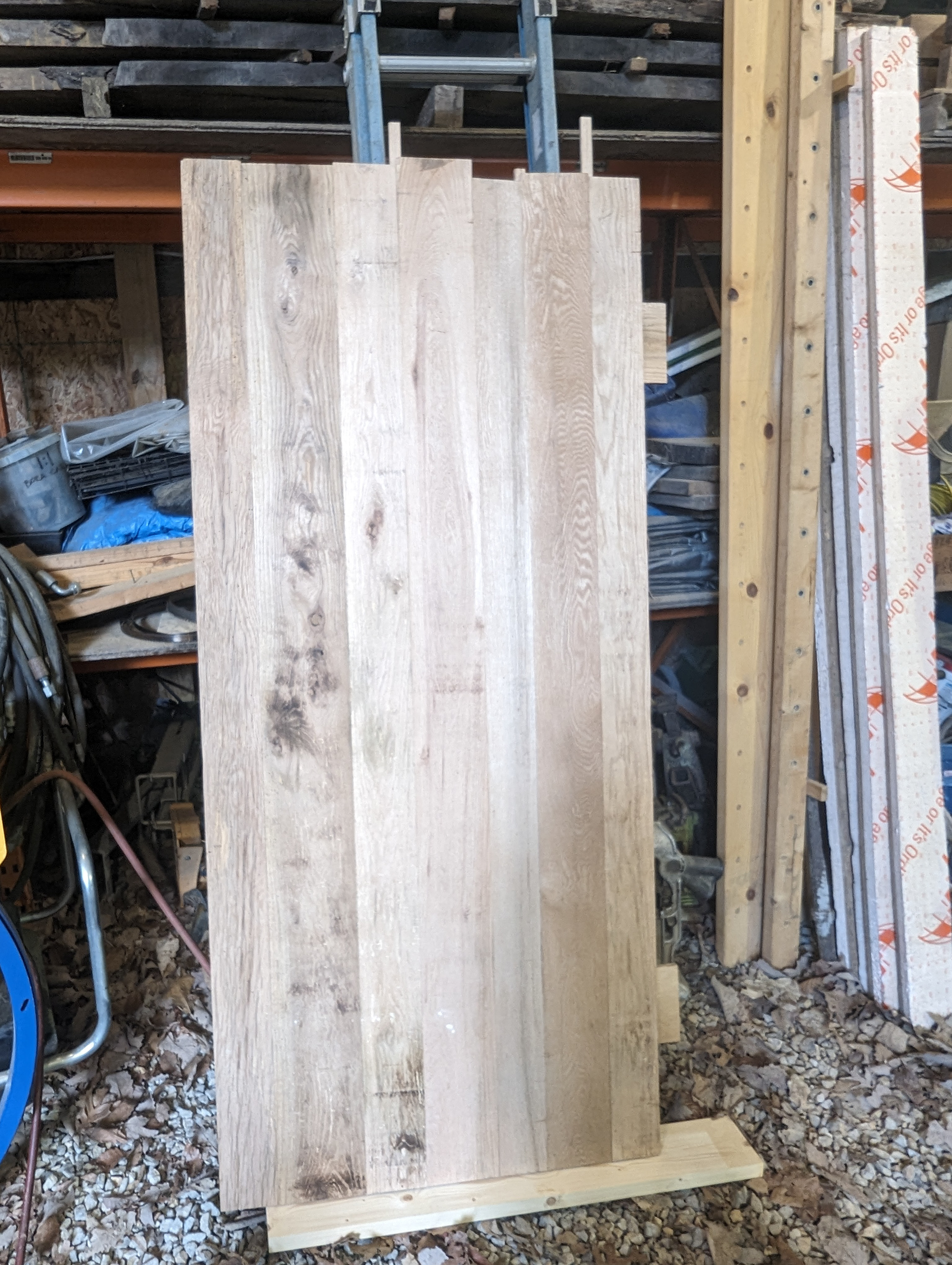 Door made with reclaimed lumber, splined and nailed. No screws in it's construction.