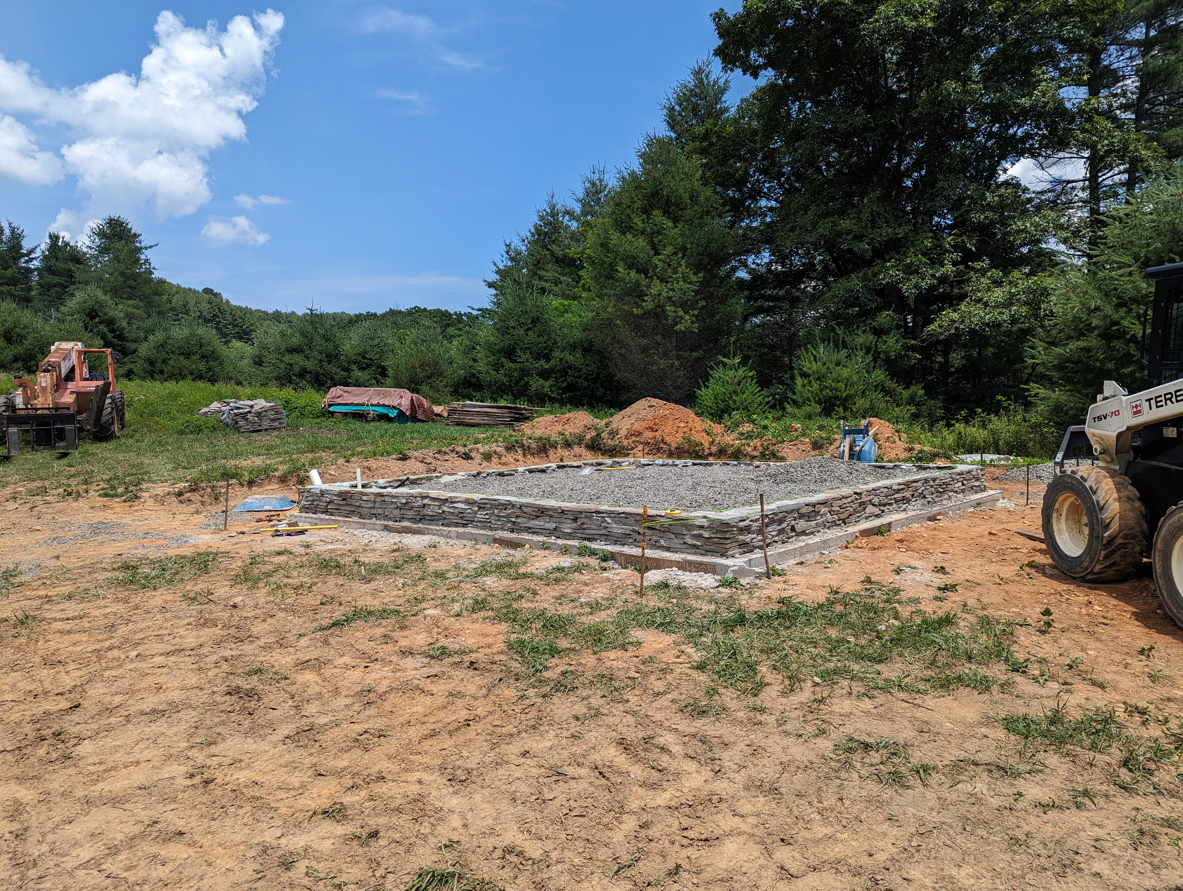 Foundation prepared by masons.