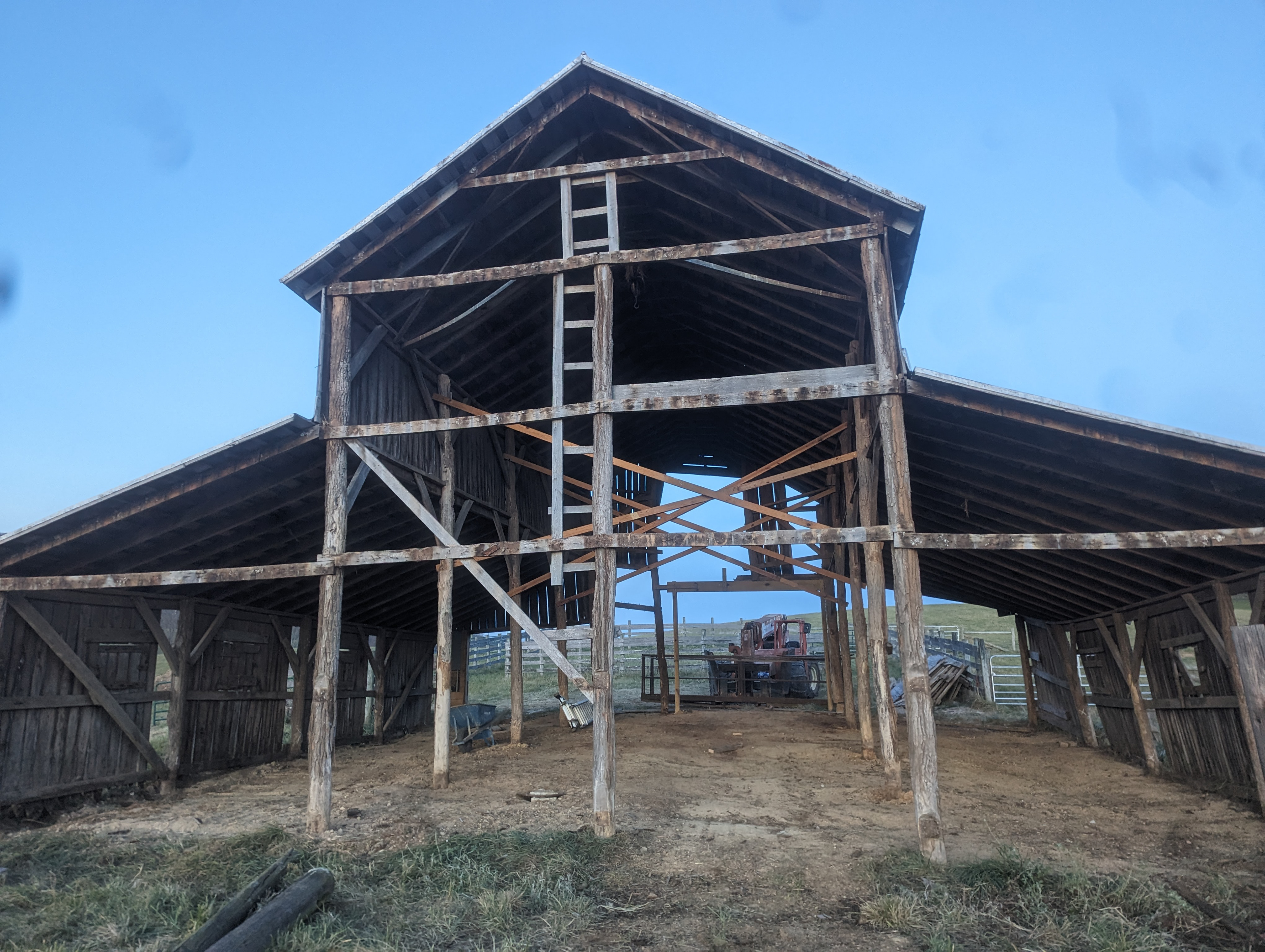 Sen. Frist's decaying pole barn in Virginia. Some of these posts were sunken into the ground over 18 inches where they were originally set.