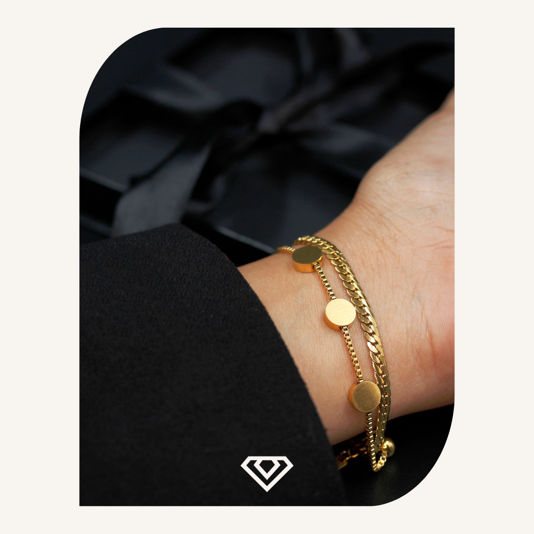 Pulsera doble diseño en acero. Brilla por: 8000 crc
