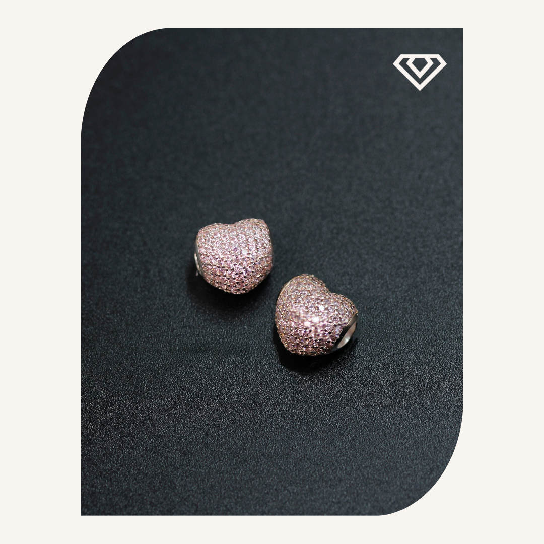 Corazón Plata Italiana. Diseño Micropavé para mayor brillo en tono rosa Brilla por: 17000 crc-(valor por pieza)