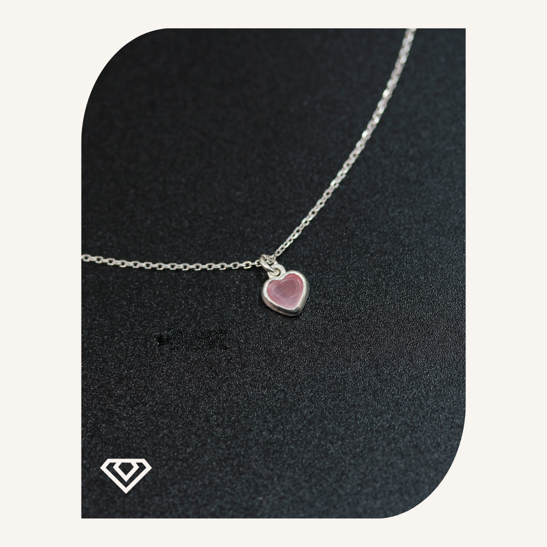 Gargantilla Plata 925. Dije corazón murano rosa. Brilla por: 16000 crc