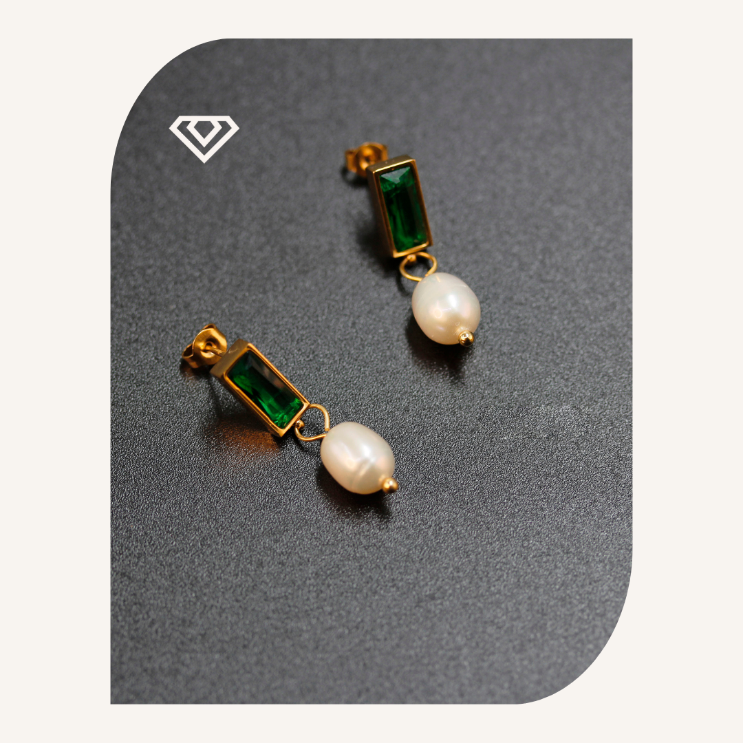 Pendientes Acero con perlas. Brilla por: 10900 crc