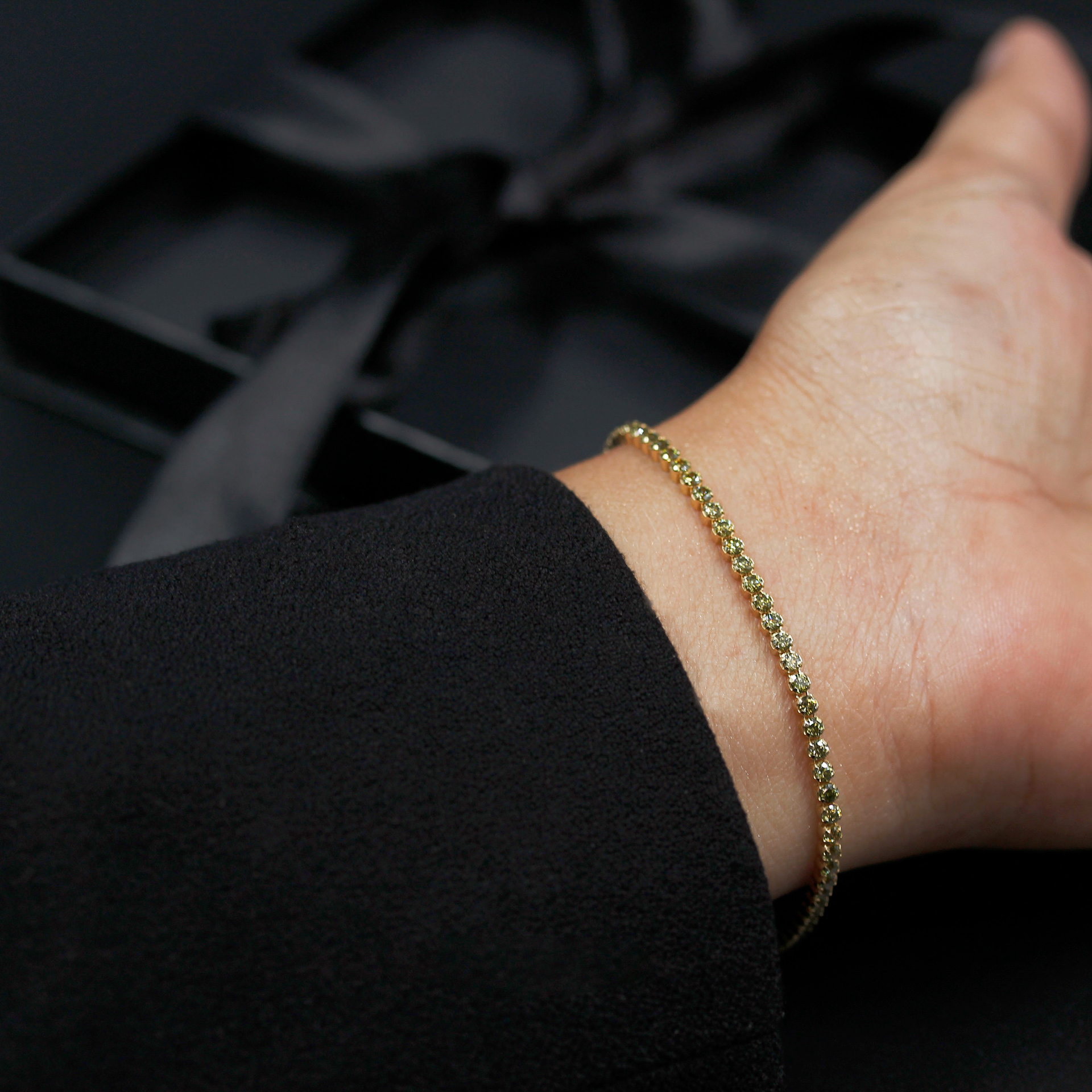 Pulsera en Plata 925 Baño de Oro, Zirconias tono Verde 14900crc