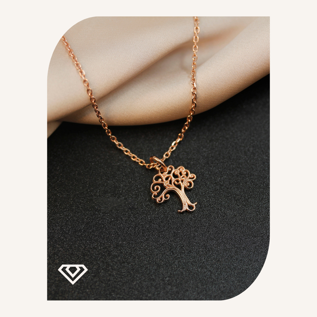 Gargantilla Plata 925. Baño de Oro Rosa. Diseño Árbol de la Vida. Brilla por: 17000 crc