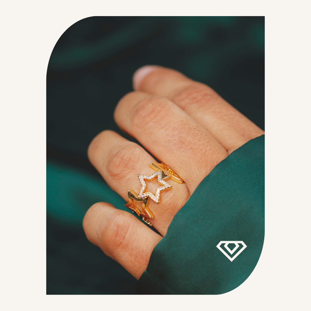 Anillo Estrellas ajustable Bronce. Brilla por 6000 crc