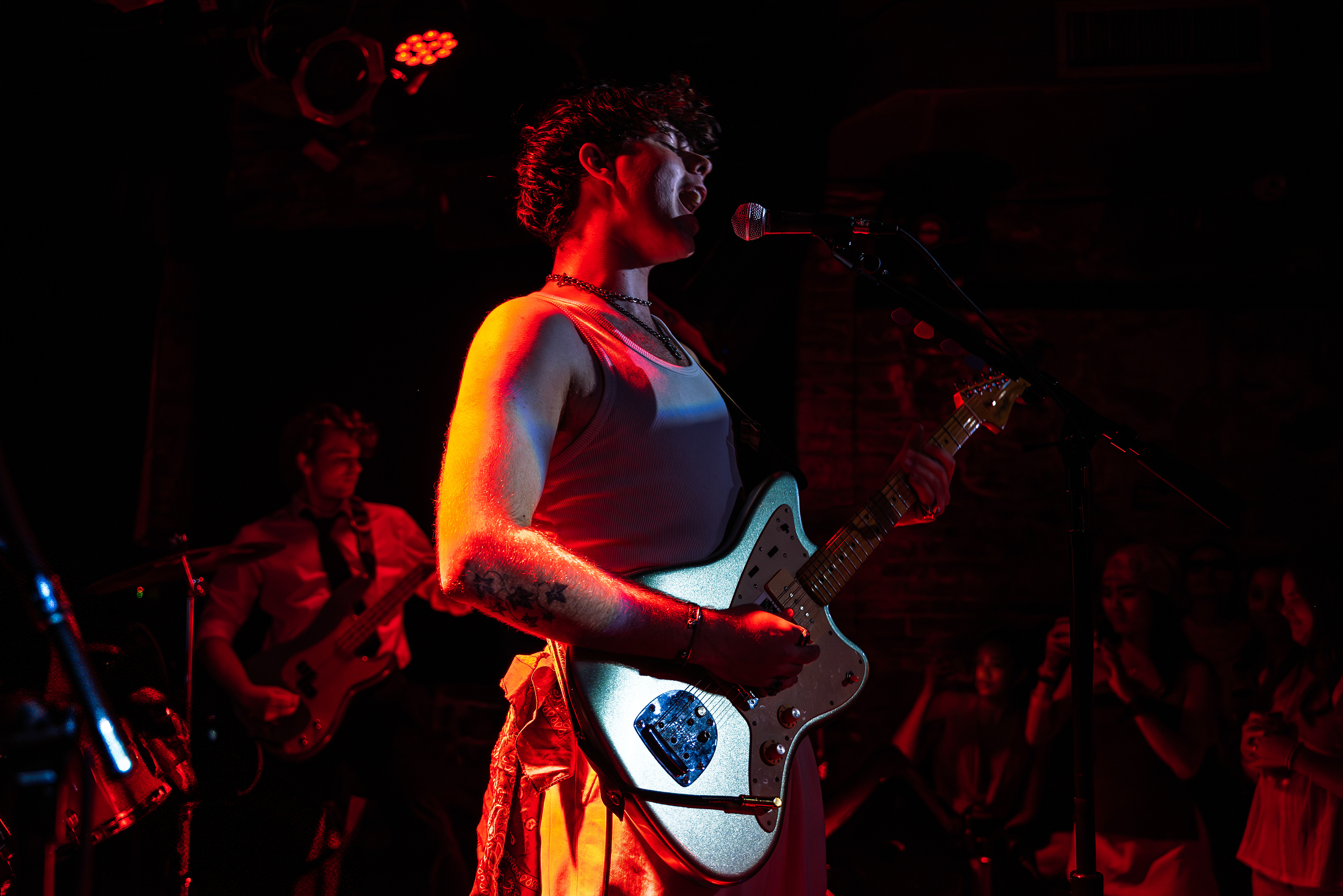 NEW YORK, NEW YORK - JUNE 11, 2025: Behind the scenes with Mik Ivy during the filming of Don’t Take Flowers at The Bowery Electric in New York City.