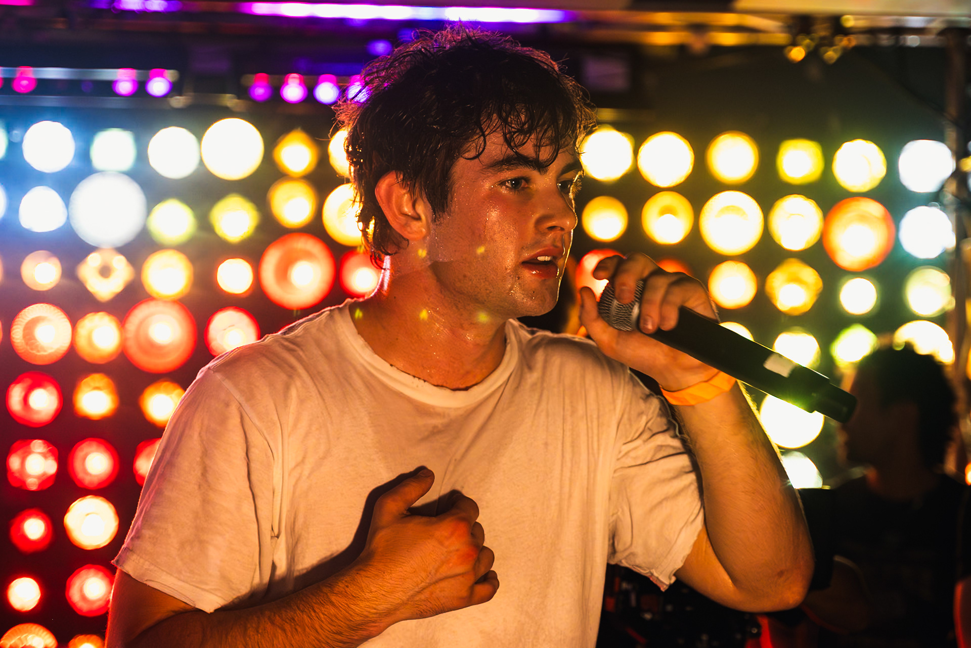 BROOKLYN, NEW YORK - MAY 7, 2025: Ian and friends attend the All Rights Baby pop-up event in Brooklyn, New York.
