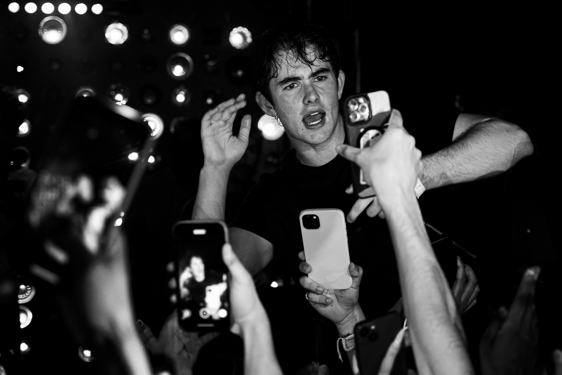 BROOKLYN, NEW YORK - MAY 7, 2025: Ian and friends attend the All Rights Baby pop-up event in Brooklyn, New York.