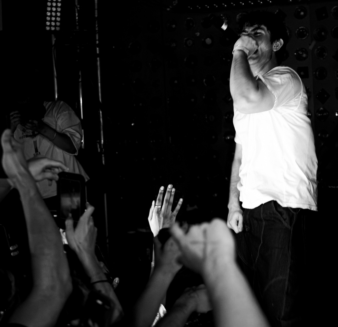 BROOKLYN, NEW YORK - MAY 7, 2025: Ian and friends attend the All Rights Baby pop-up event in Brooklyn, New York.