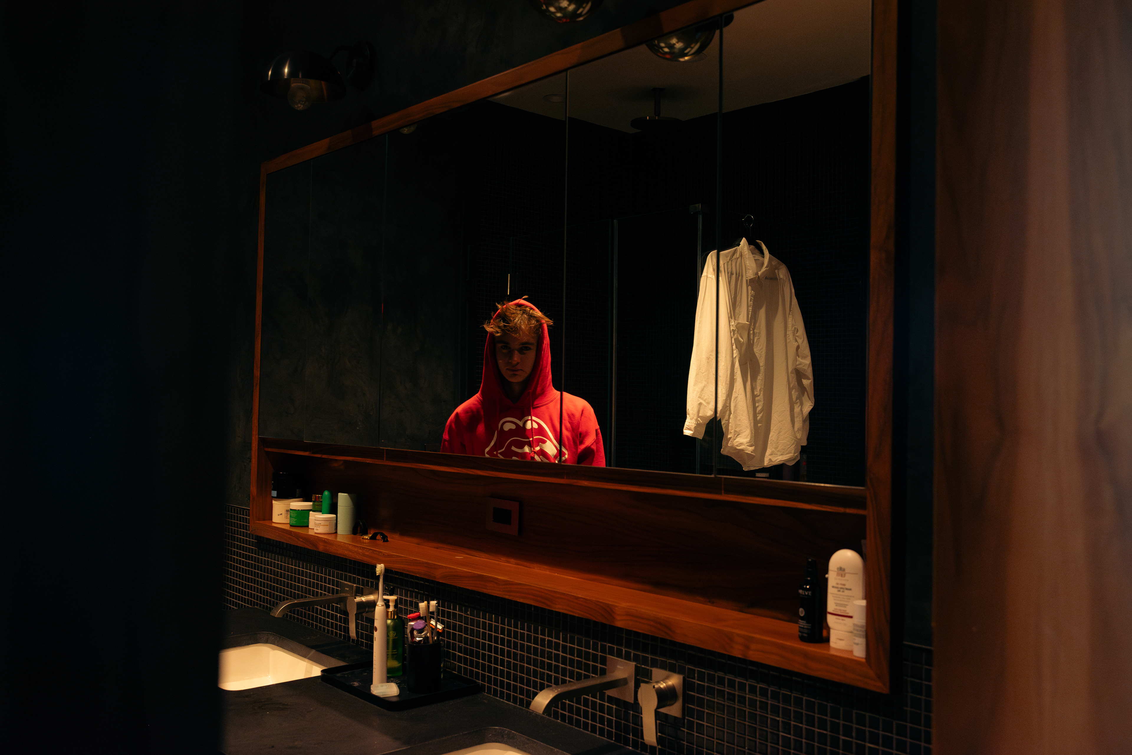 NEW YORK, NEW YORK - NOVEMBER 16, 2024: A Day with Beckett made in SoHo as part of an assignment by Annie Leibovitz to capture someone close and reveal a personal side of their life.