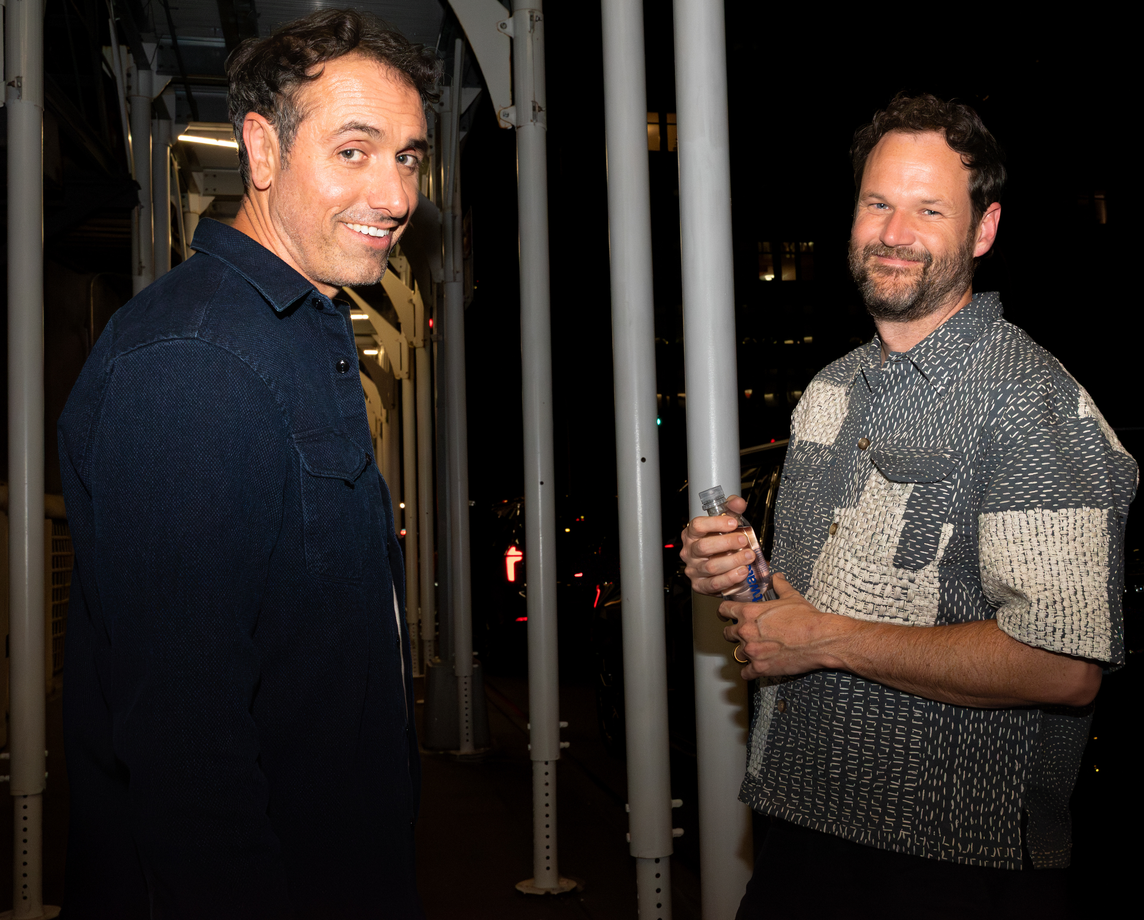 NEW YORK, NEW YORK - AUGUST 22, 2025: Kyle Marvin, Michael Angelo Covino, and Jordan Firstman participate in a Q&A for Splitsville at the Angelika Film Center in New York City.