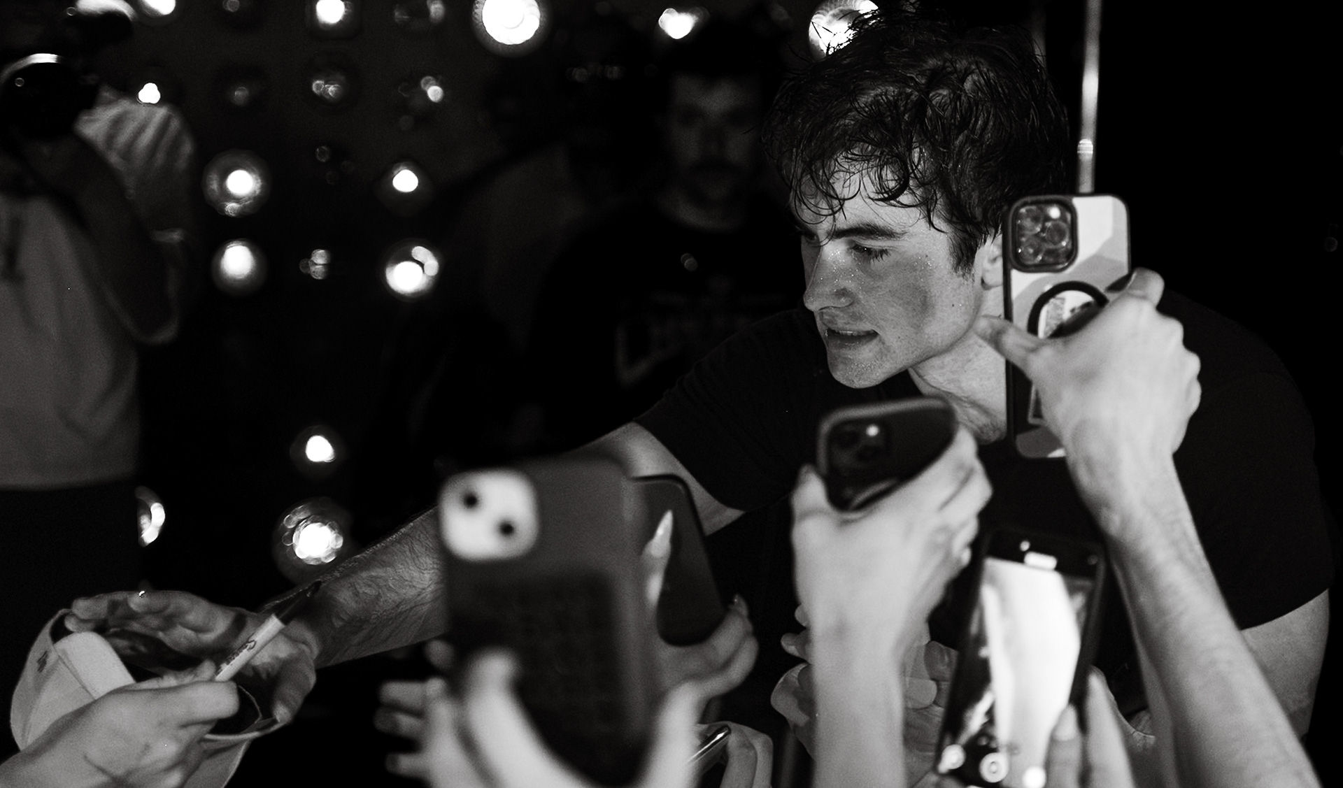 BROOKLYN, NEW YORK - MAY 7, 2025: Ian and friends attend the All Rights Baby pop-up event in Brooklyn, New York.