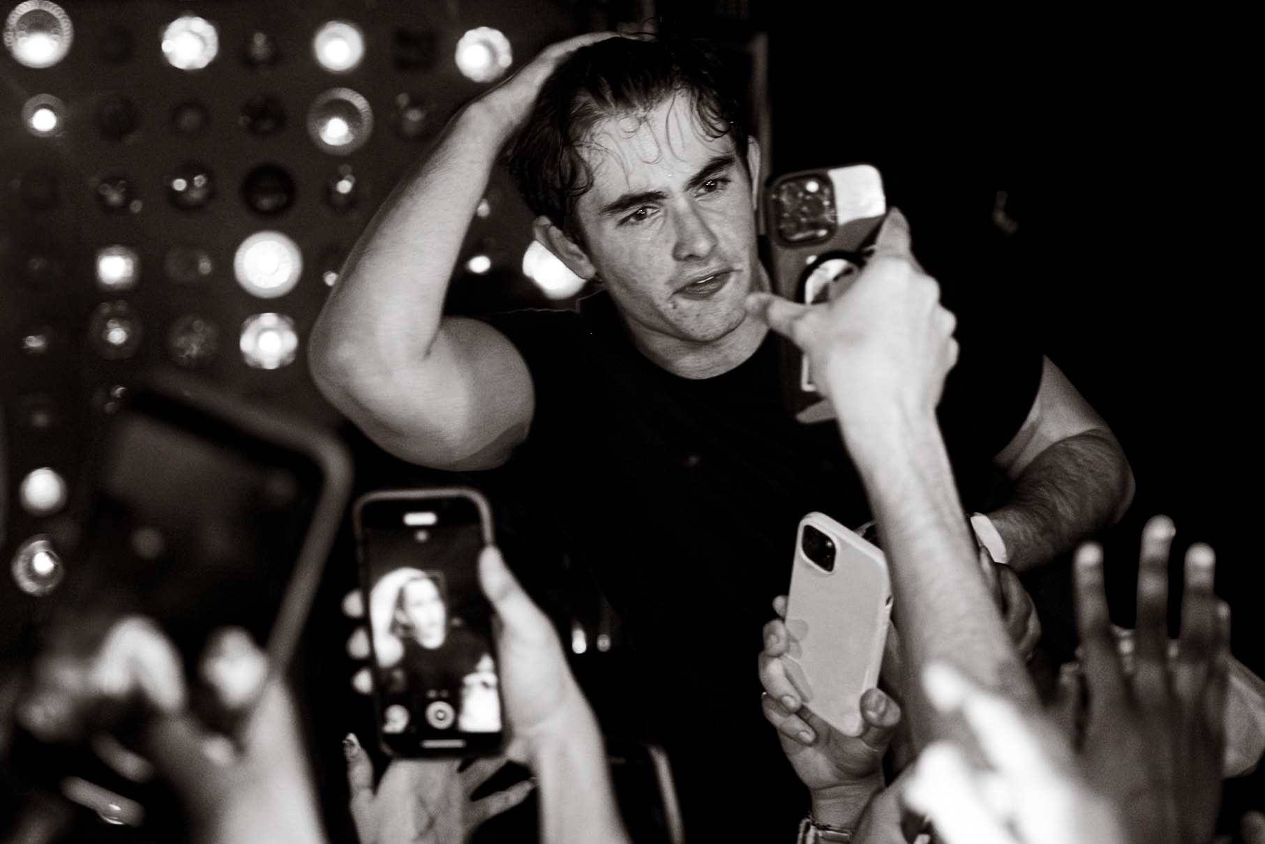 BROOKLYN, NEW YORK - MAY 7, 2025: Ian and friends attend the All Rights Baby pop-up event in Brooklyn, New York.