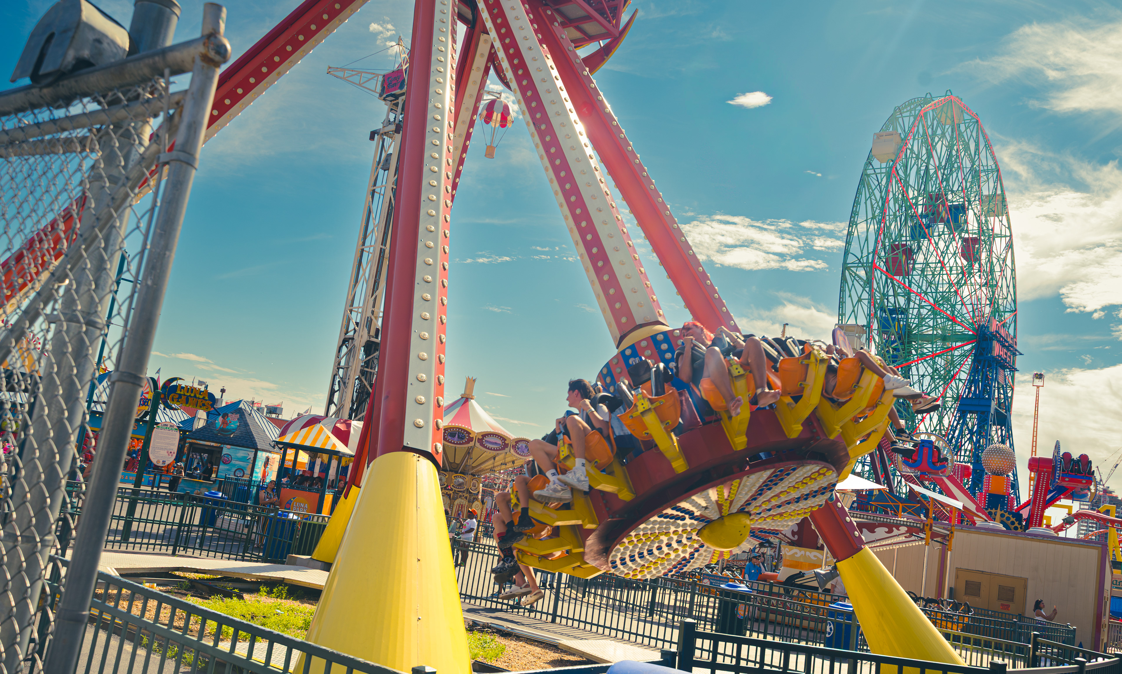 CONEY ISLAND, NEW YORK - JULY 19, 2025: Coney Island and the Tones of the Fair photographed along the Long Coast in Brooklyn, New York.
