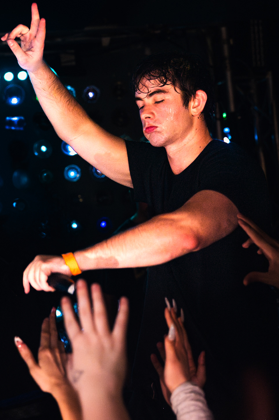 BROOKLYN, NEW YORK - MAY 7, 2025: Ian and friends attend the All Rights Baby pop-up event in Brooklyn, New York.