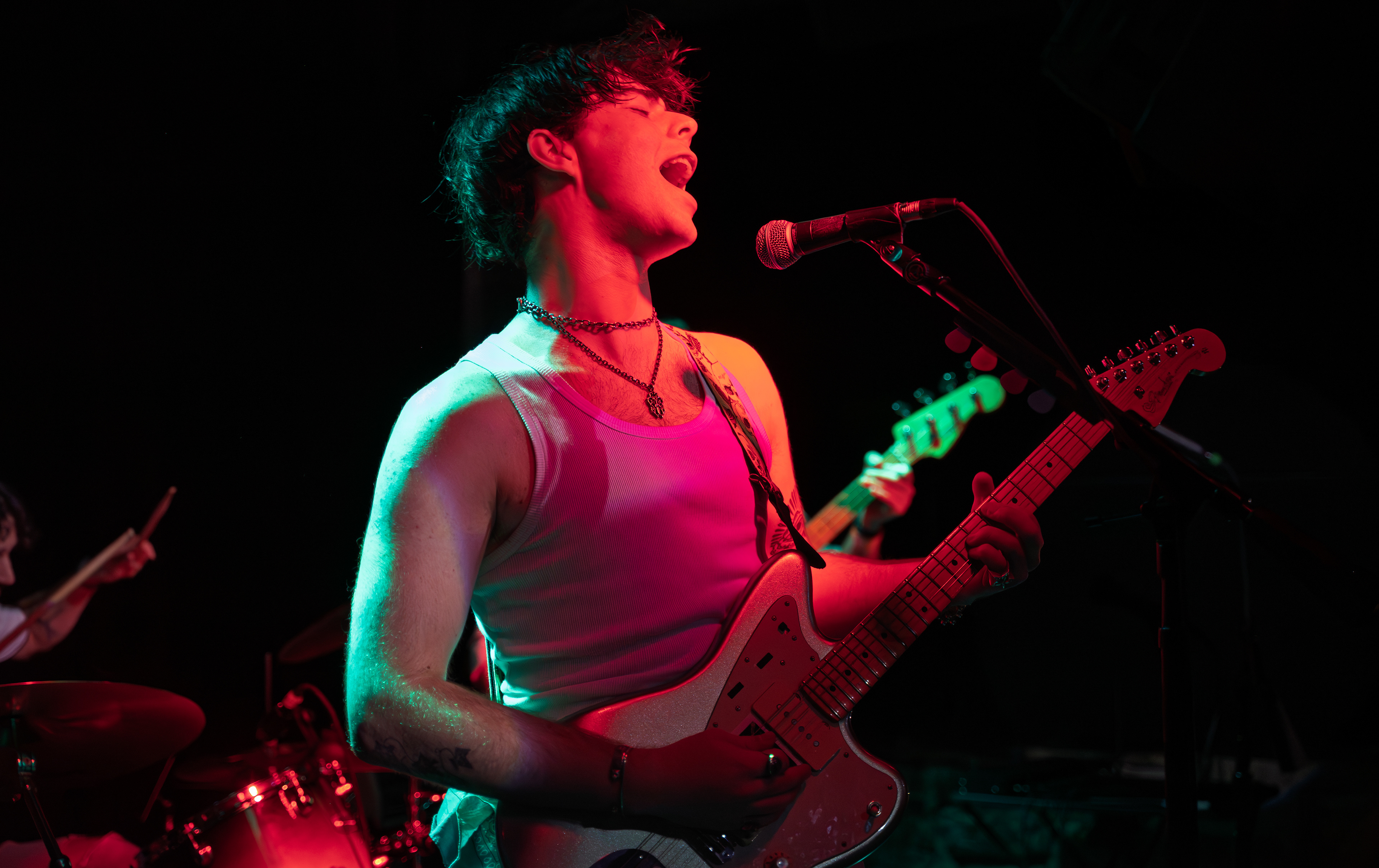 NEW YORK, NEW YORK - JUNE 11, 2025: Behind the scenes with Mik Ivy during the filming of Don’t Take Flowers at The Bowery Electric in New York City.