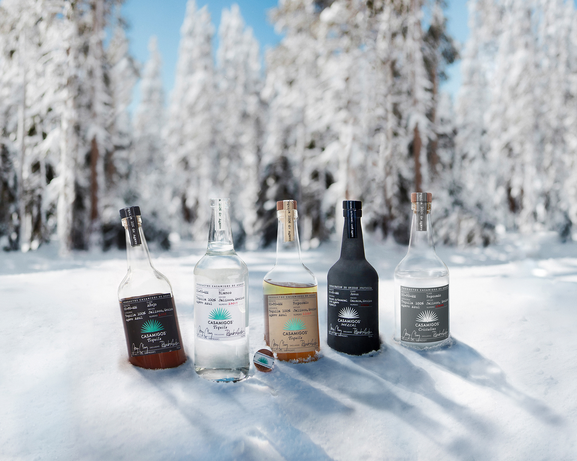 Casamigos Bottles (Edited): I added a 5th bottle (Cristalino) to the right of the other bottles.