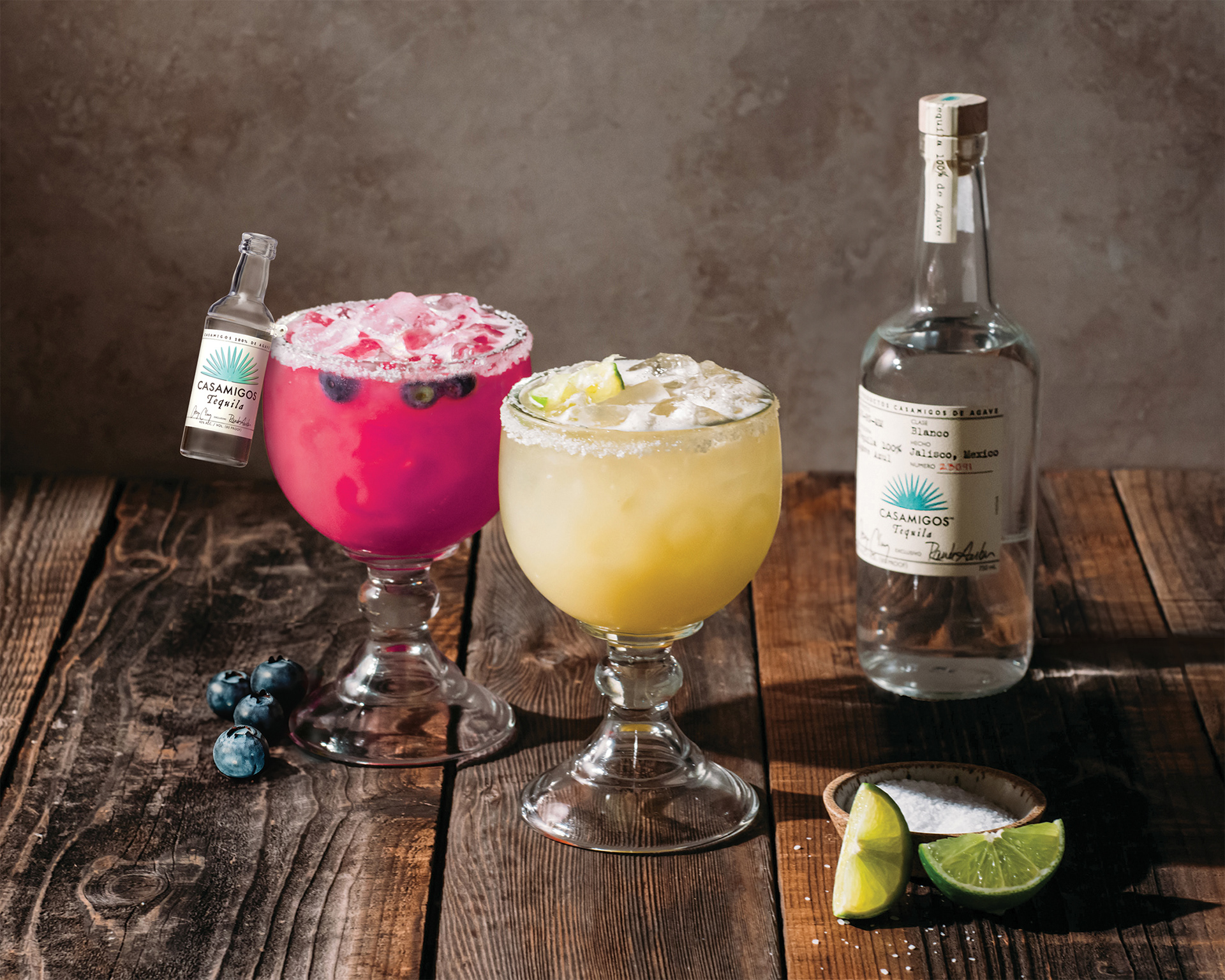 Casamigos Margaritas (Edited): I added the sidecar and turned the Strawberry Margarita to a Blueberry Margarita.