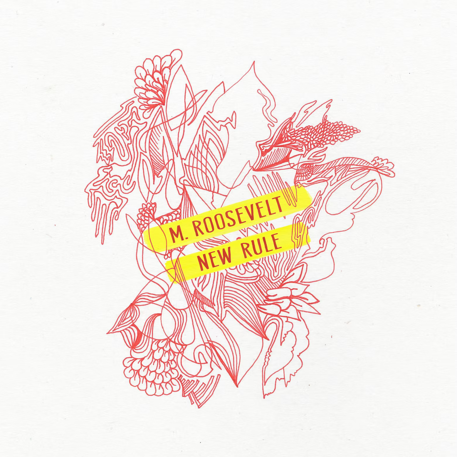 Social Post: In addition to the album, I created graphics for M. Roosevelt's first single, "New Rule." I used another piece of Sarah's art, and although this one didn't include the bright yellow, I incorporated it into the design to literally highlight the band and song name, and tie the design back to that of the album.