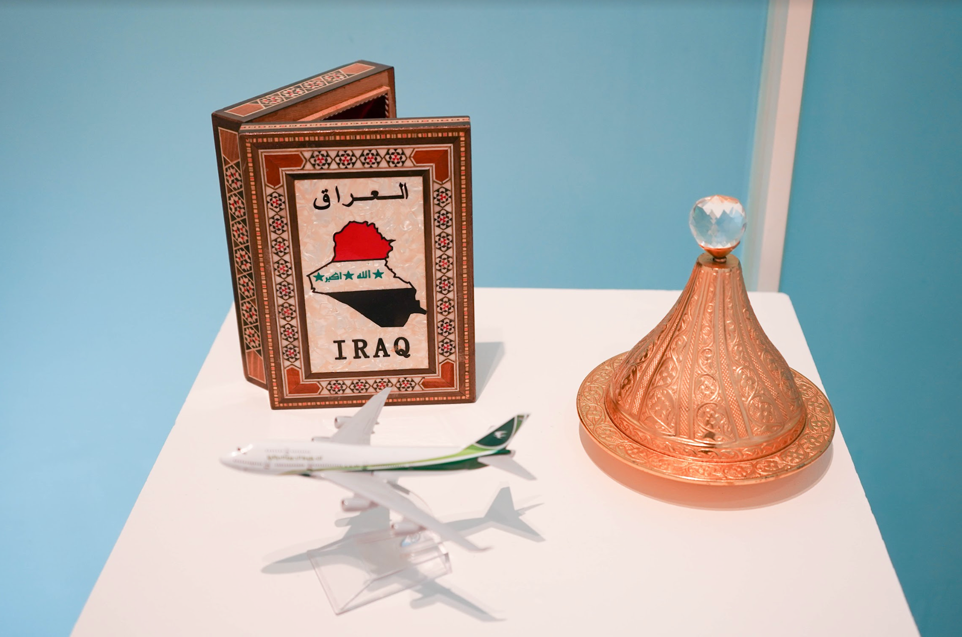 Cultural artifacts donated by the Iraqi immigrant community to the exhibition