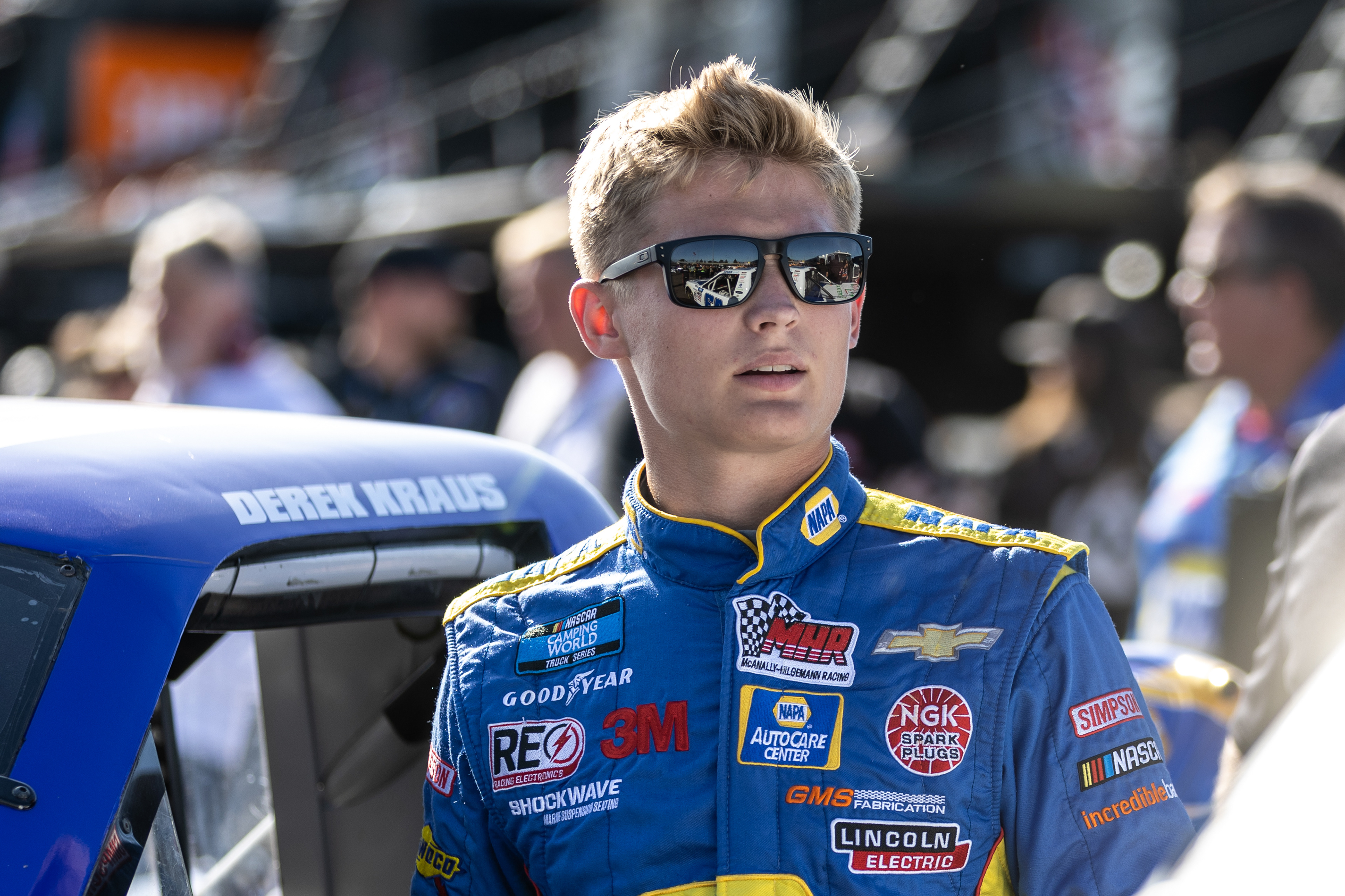 NASCAR Gander RV and Outdoors Truck Series driver Derek Kraus (19) during the Clean Harbors 150 NASCAR Camping World Truck Series Race at Knoxville Raceway in Knoxville, Iowa on Saturday, June 18, 2022.