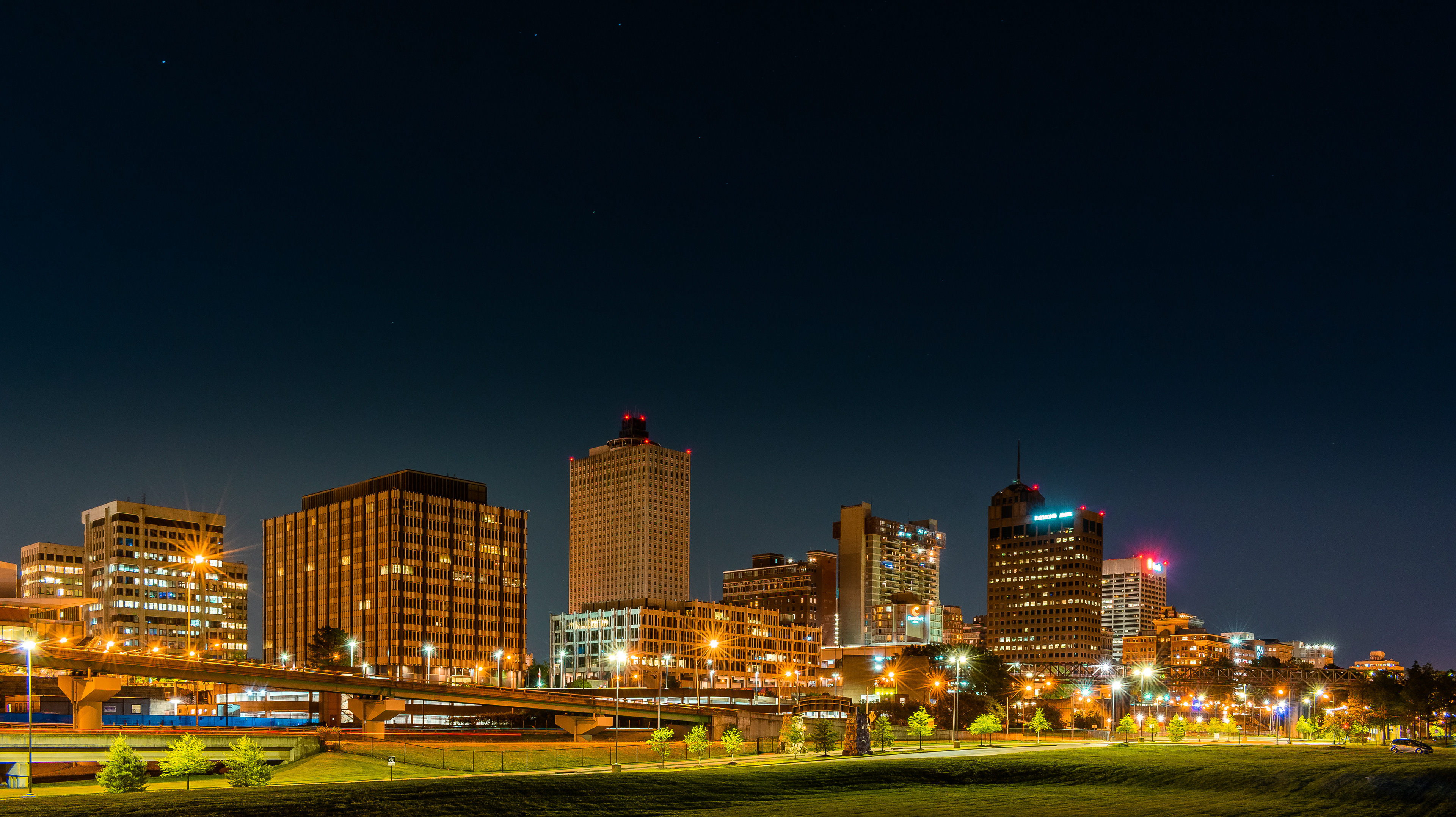 Downtown Memphis at night, April 2019