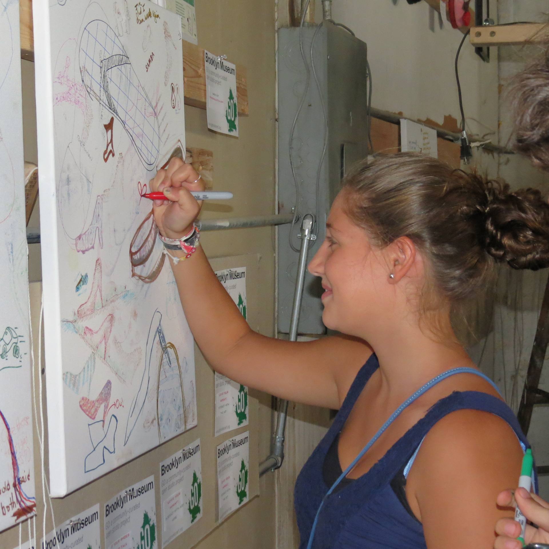 Guest interacts with art