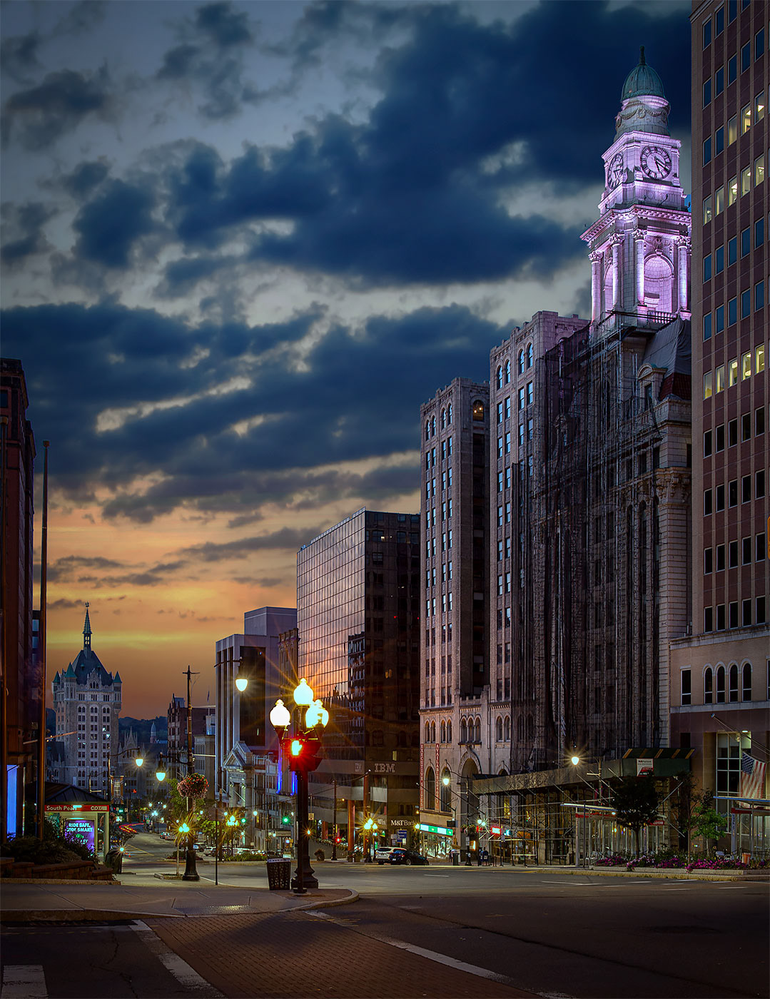 Downtown At Dawn featuring The Wedding Cake Building