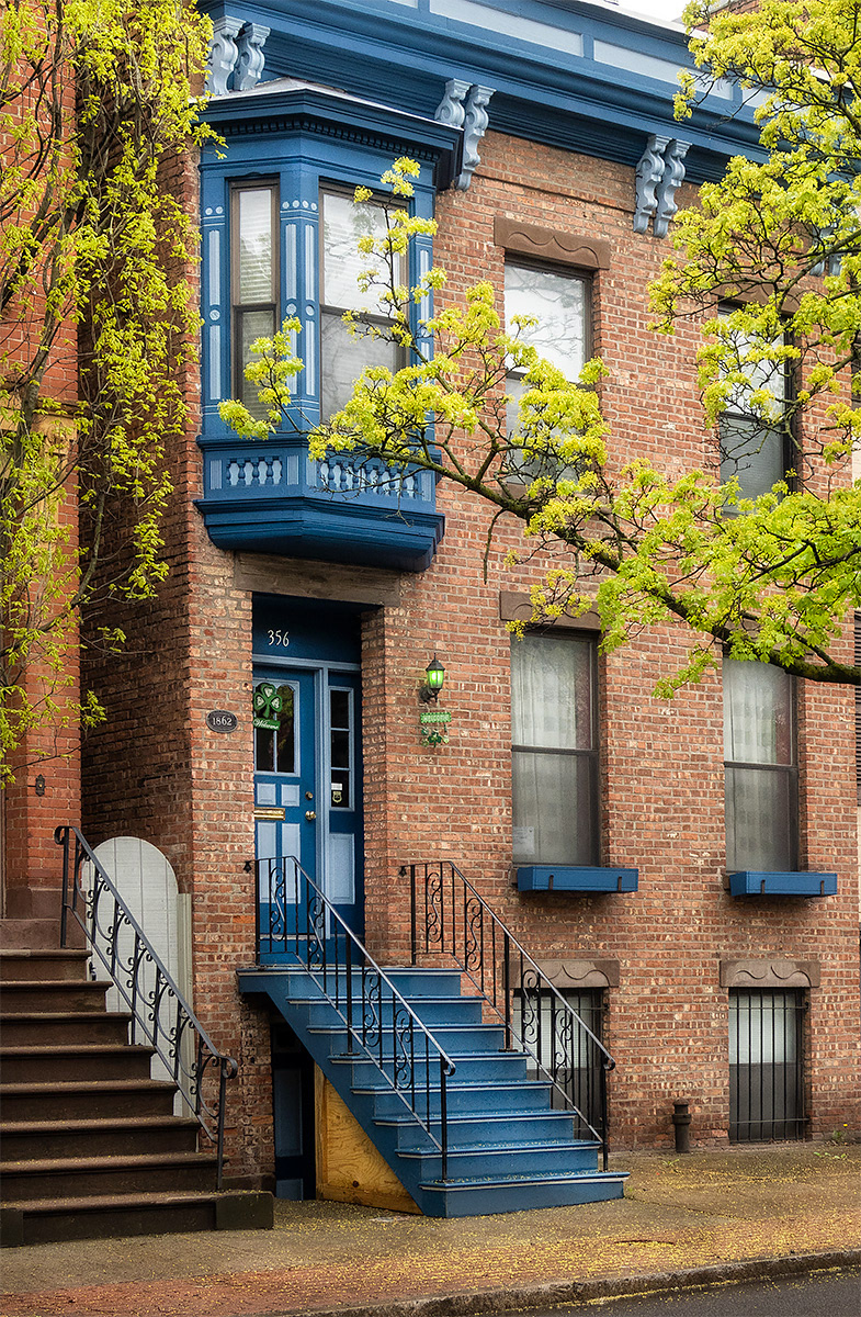 Shades of Blue on Brick