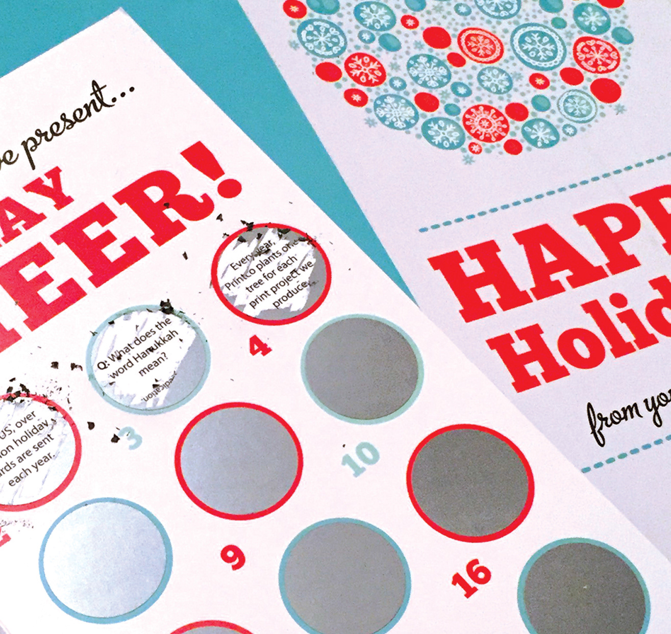 Scratch-off holiday card, inspired by Advent calendars