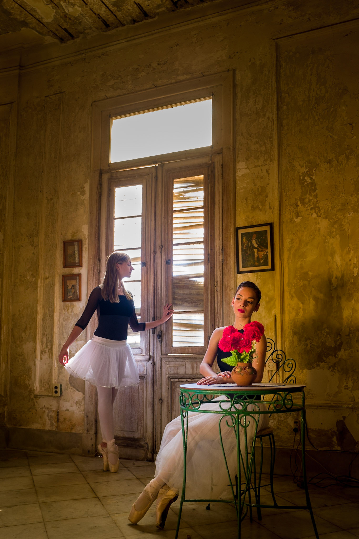 Two Ballerinas in an Old Havana Mansion