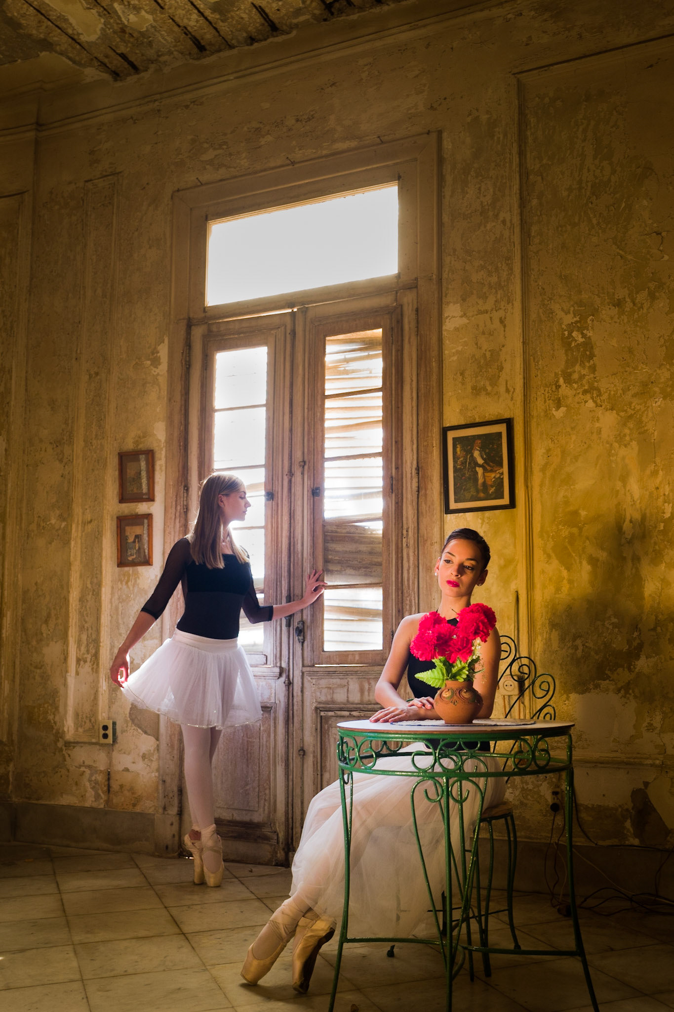 Two Ballerinas in an Old Havana Mansion